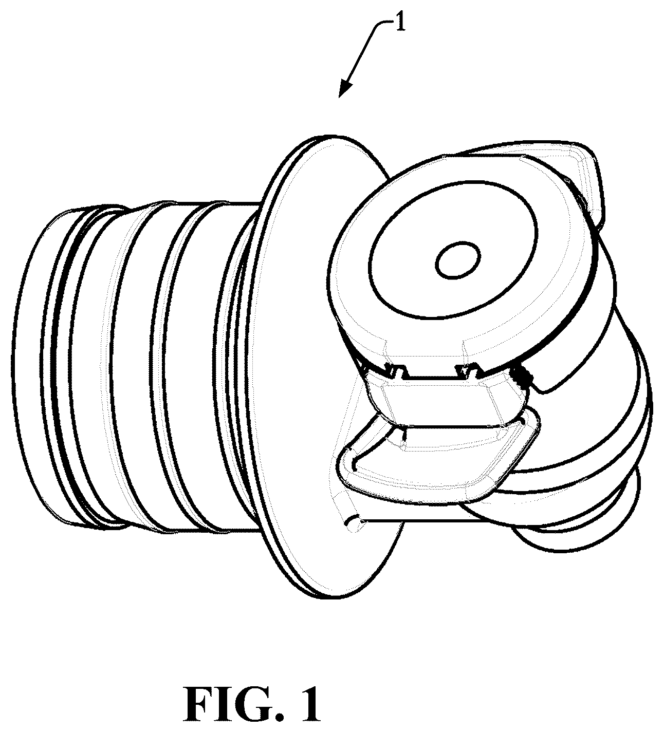Patent US12134553 Figure 1 – Tamper-preventing liquid dispensing tap with automatic opening