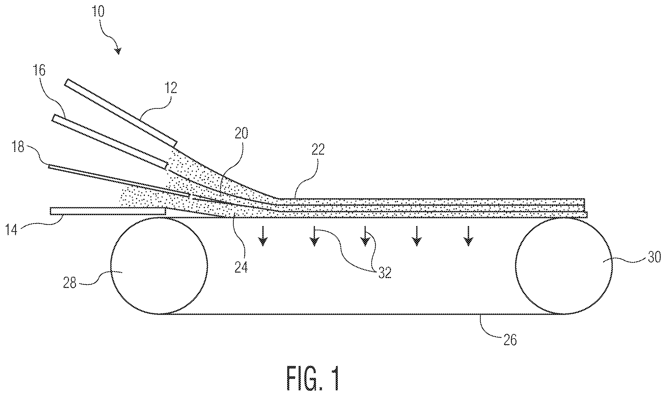 Patent US12134861 — Durable and dispersible creped single ply tissue — Figure 1