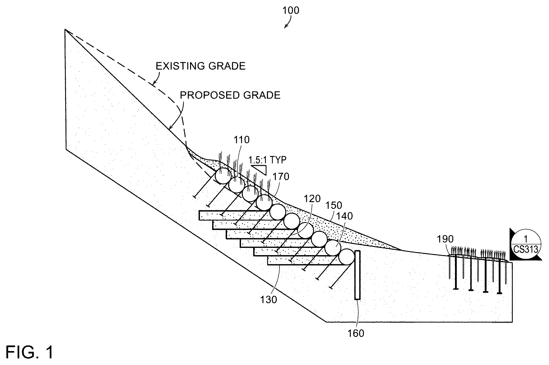 Patent US12134871 — Erosion control apparatus — Figure 1