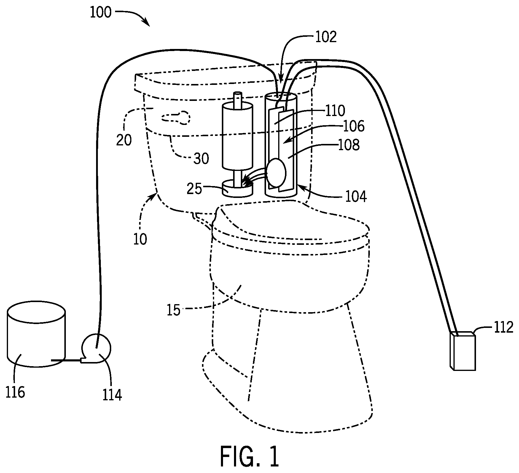 Patent US12134885 — Plumbing fixture with electro-chlorinating device — Figure 1
