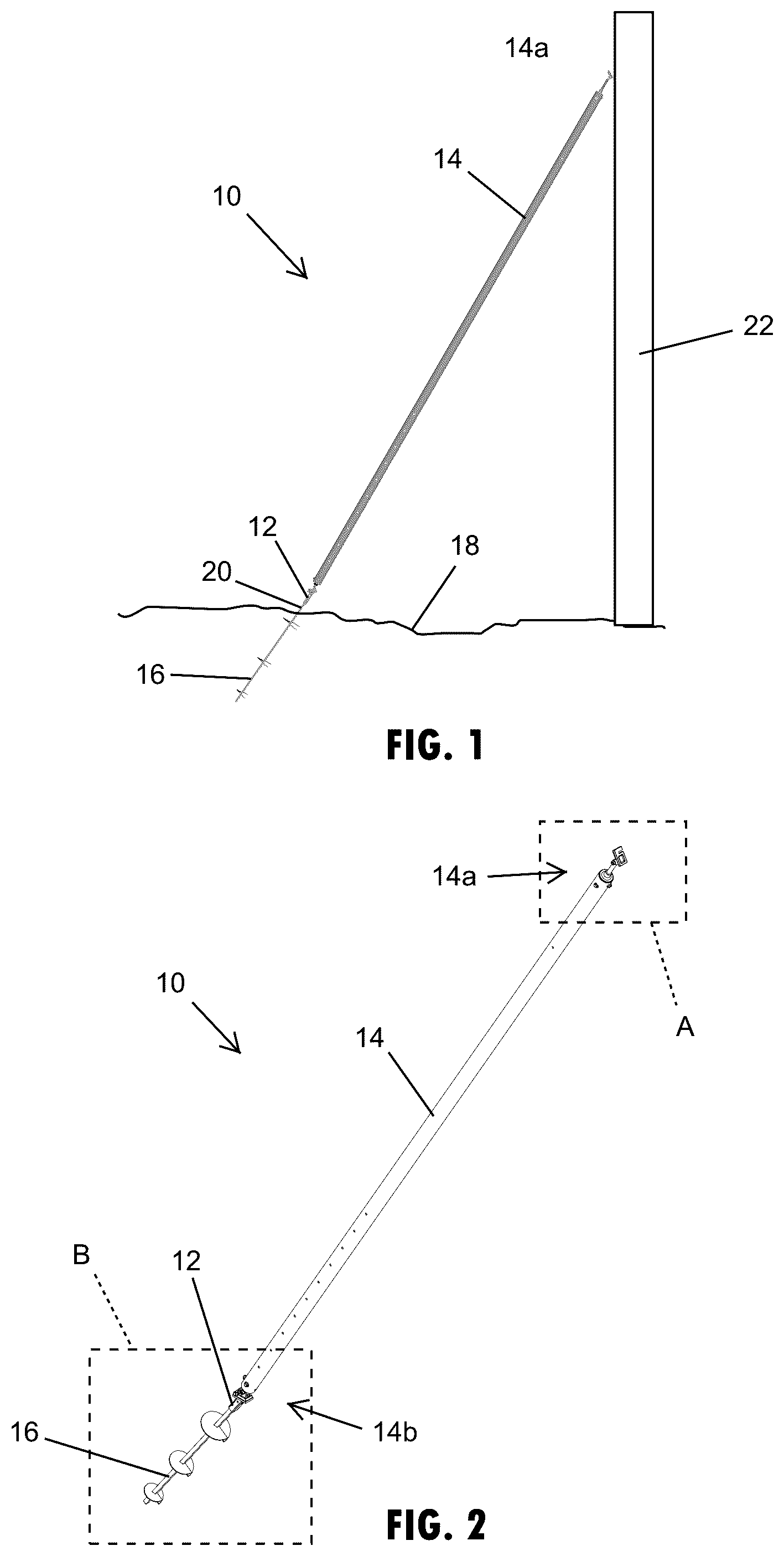 Patent US12134887 — Ground anchor bracket with simulated slab support for concrete wall braces — Figure 1