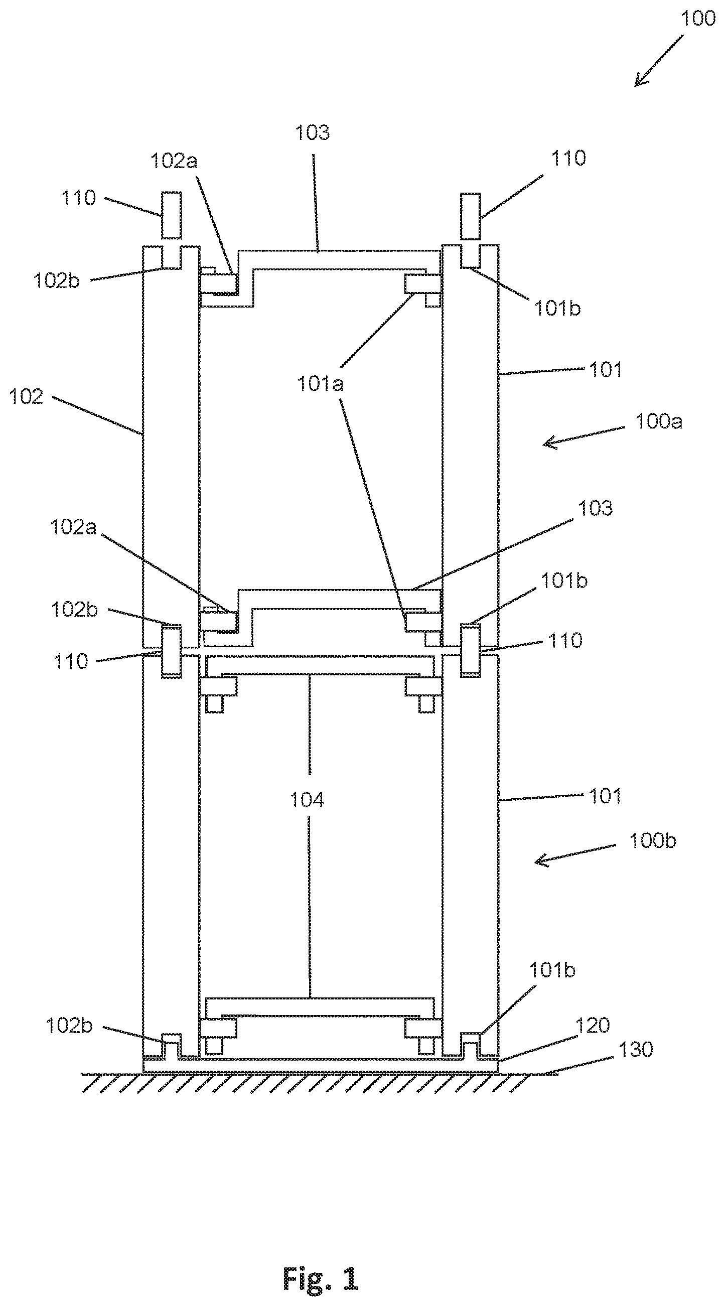 Patent US12134892 — Modular structural system and construction method thereof — Figure 1