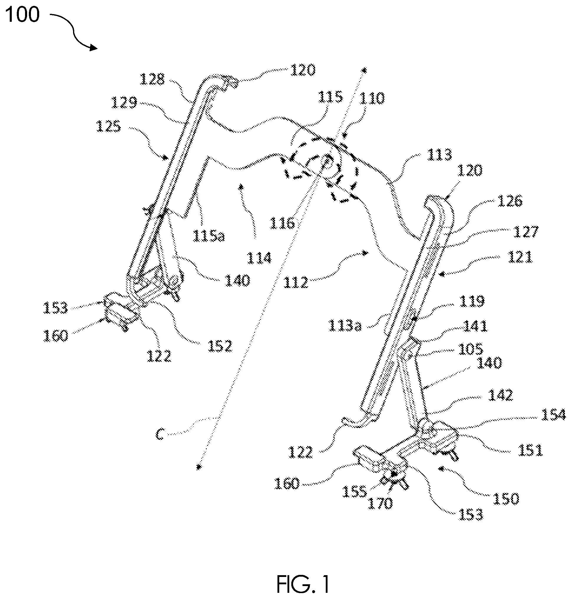 Patent US12134919 — Table top security apparatus for a portable electronic device — Figure 1