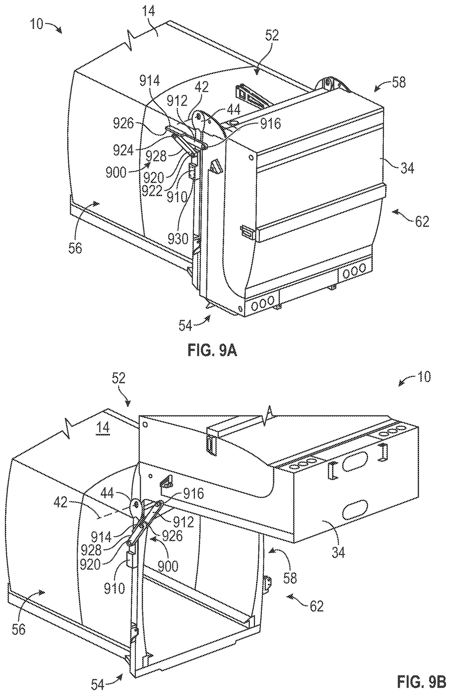 Patent US12134929 Figure 10 – Electric tailgate for electric refuse vehicle