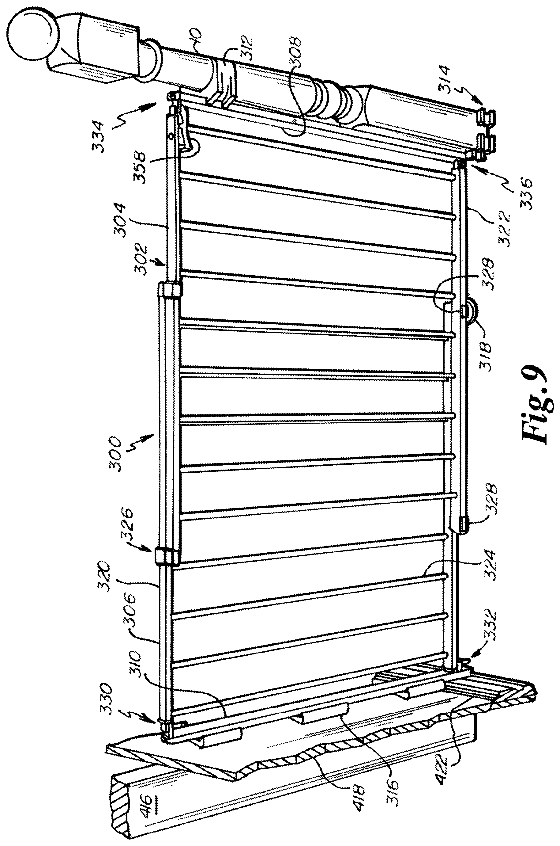 Patent US12134934 Figure 9 – Gate having four pins and stairway post adapter