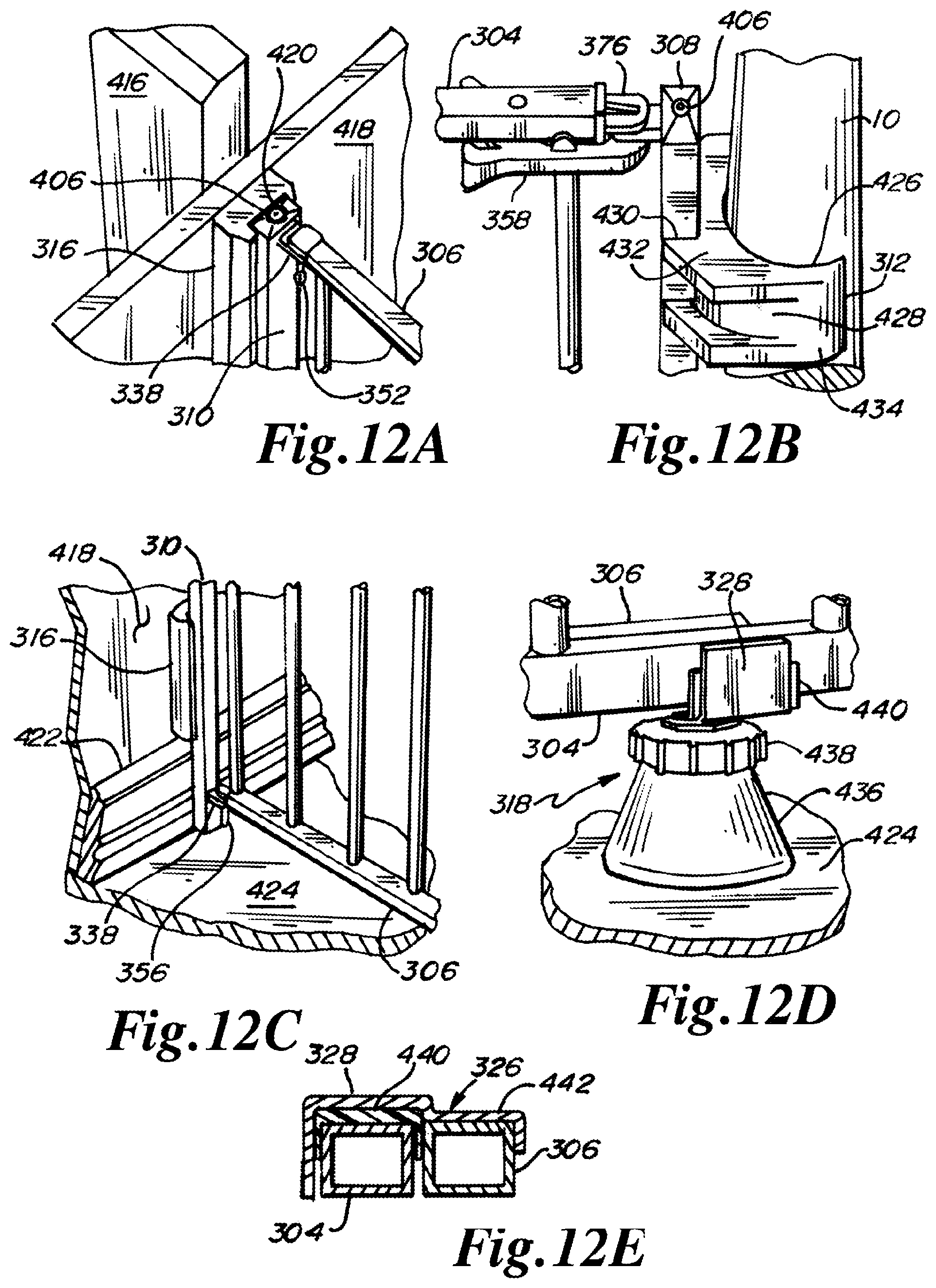 Patent US12134934 Figure 12 – Gate having four pins and stairway post adapter