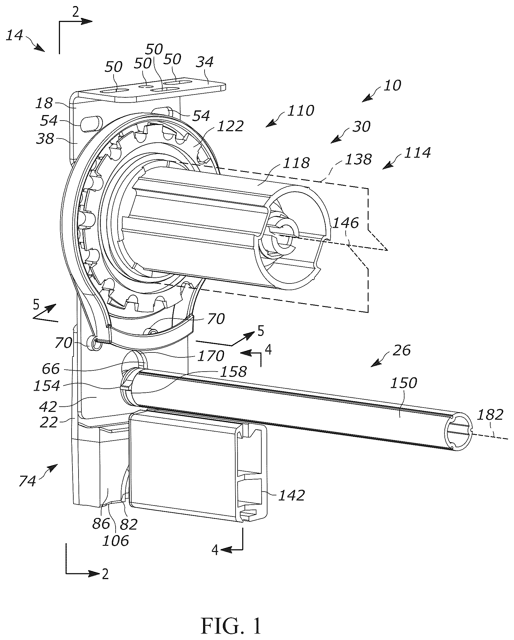 Patent US12134935 — Center drop shade mount — Figure 1