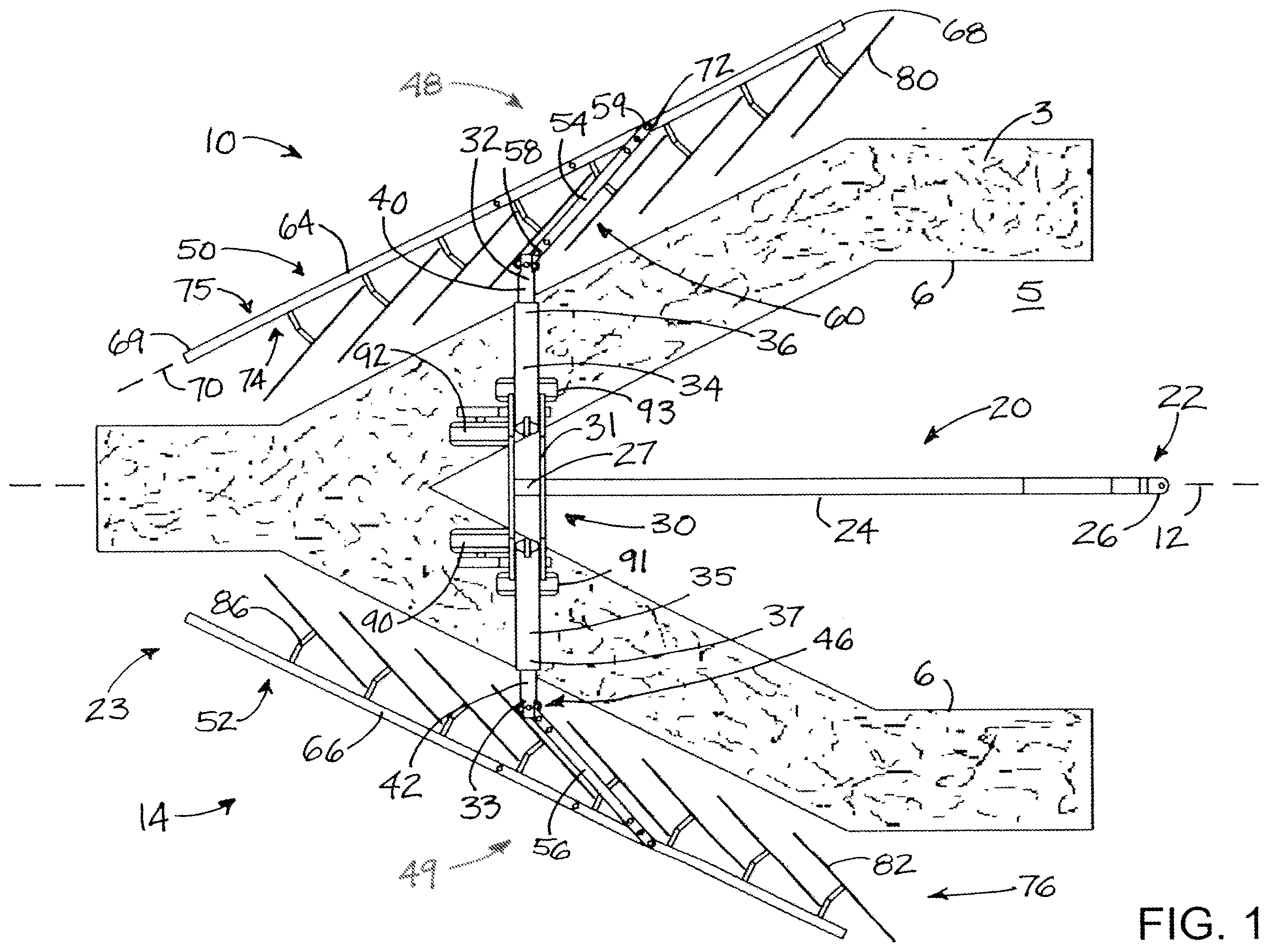Patent US12137636 — Implement for moving plant material in a field — Figure 1