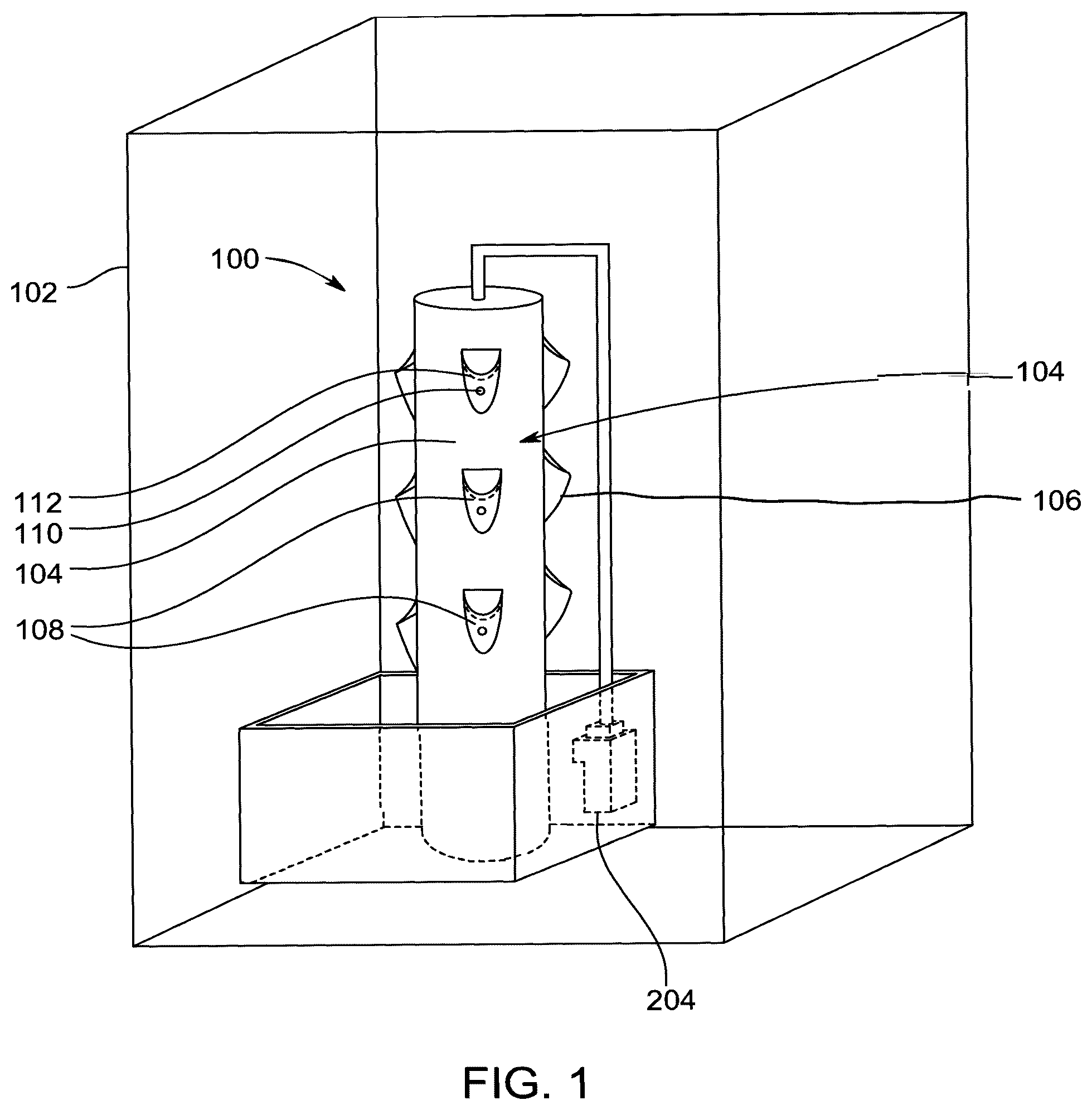 Patent US12137642 Figure 1 – High density plant growth apparatus