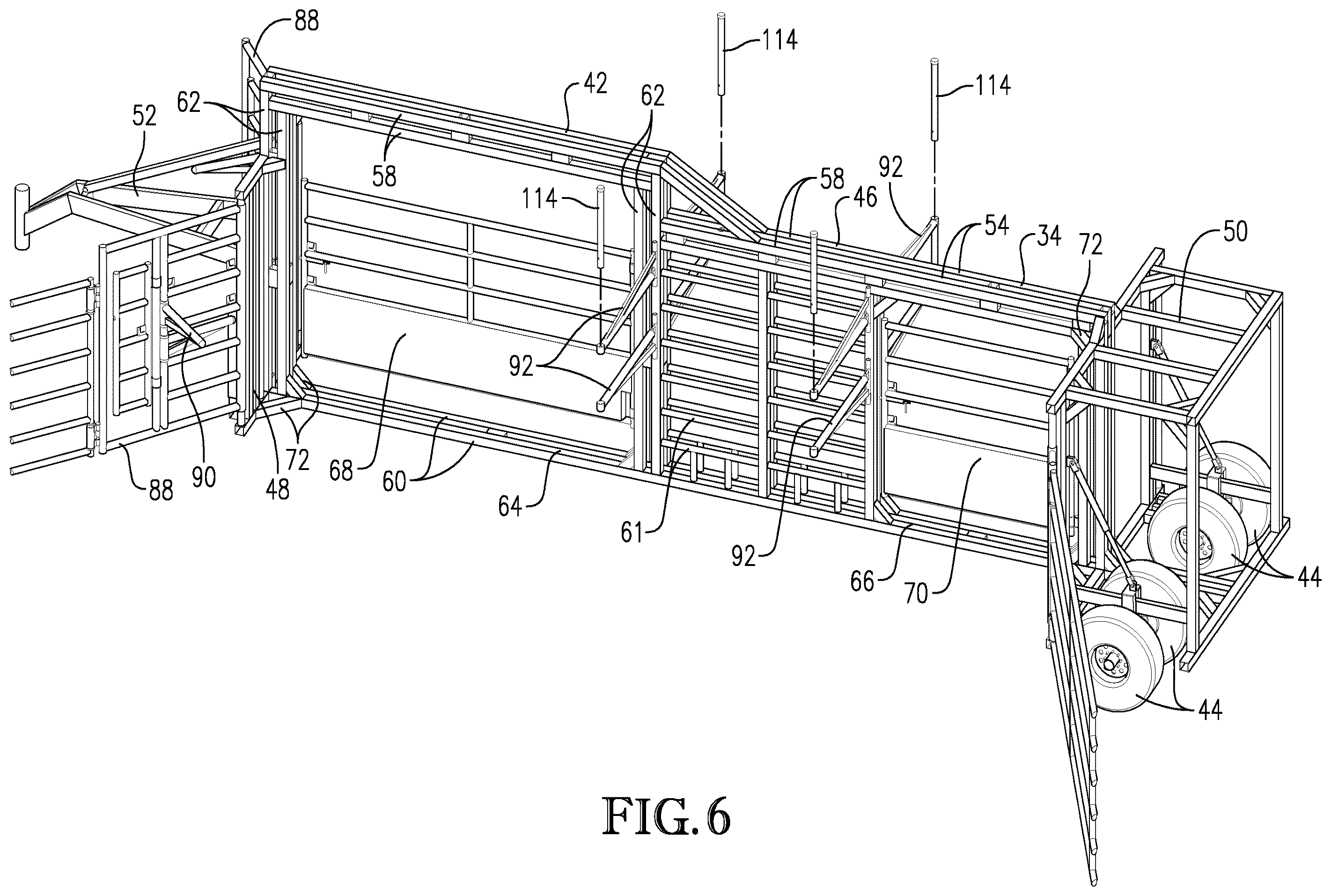 Patent US12137672 Figure 6 – Frame for portable panel assembly