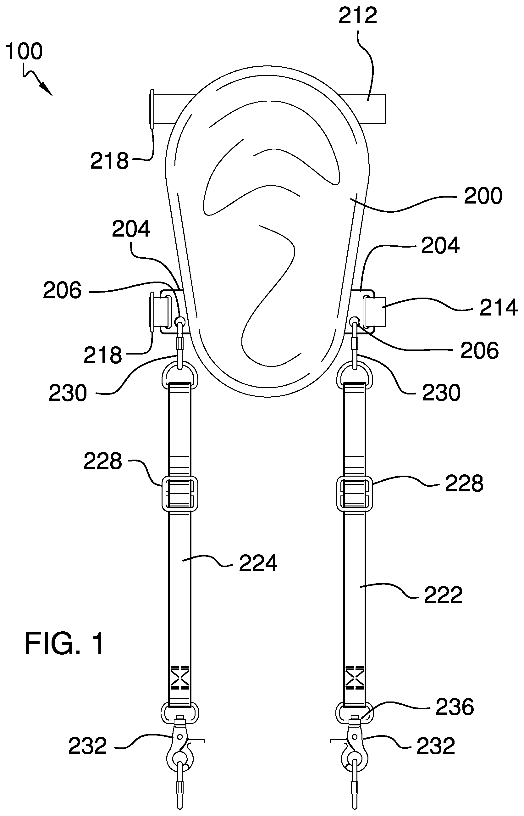 Patent US12137758 — Knee protection assembly — Figure 1