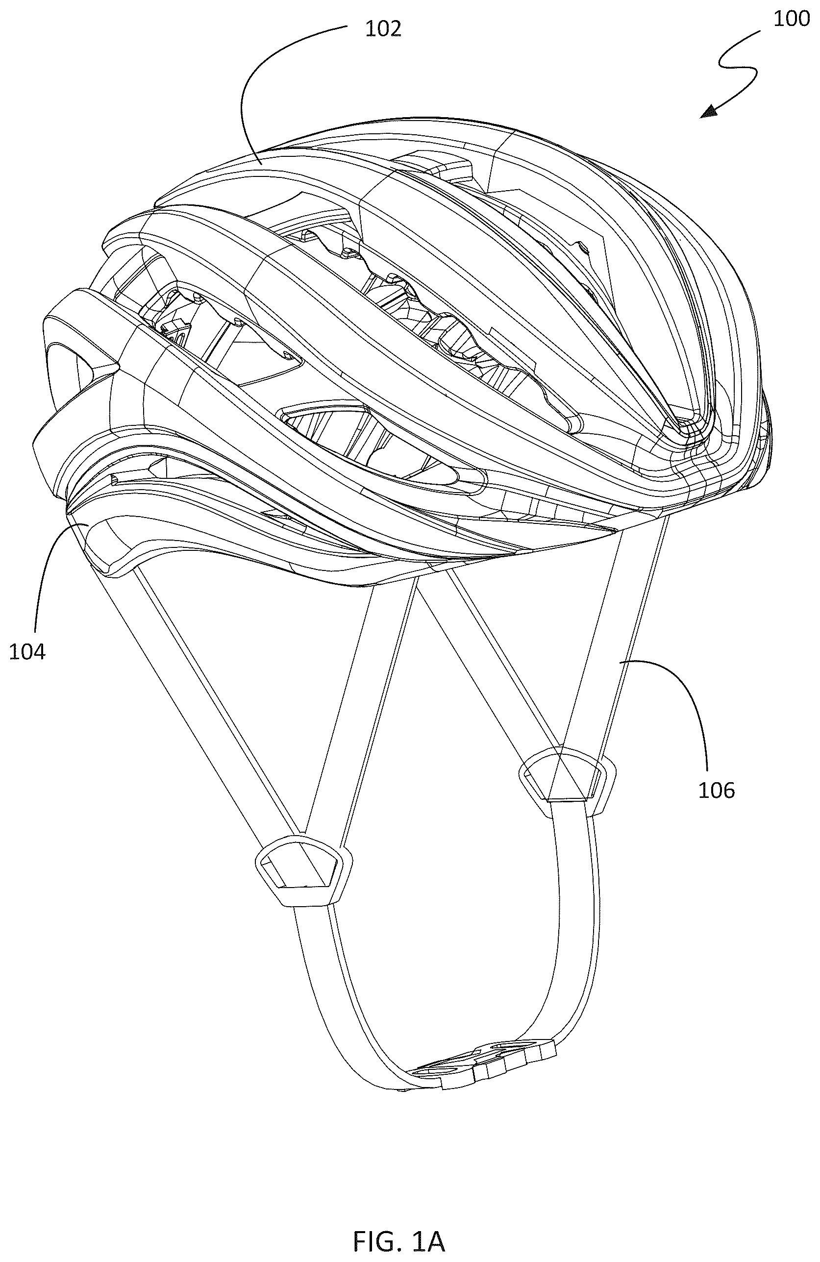 Patent US12137765 — Cycling helmet with rotational impact attenuation — Figure 1