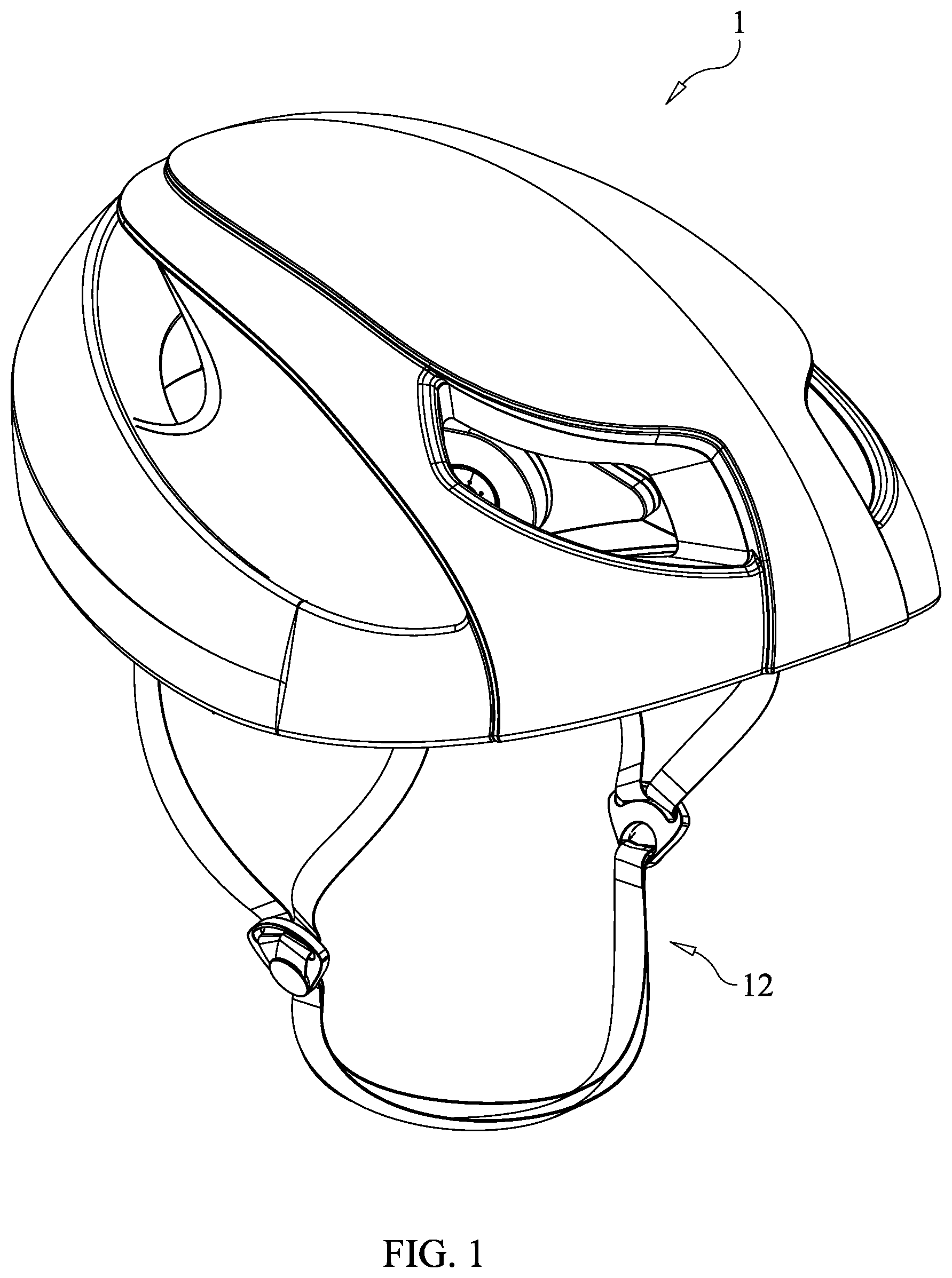 Patent US12137766 — Helmet with adjustable rear hair support — Figure 1