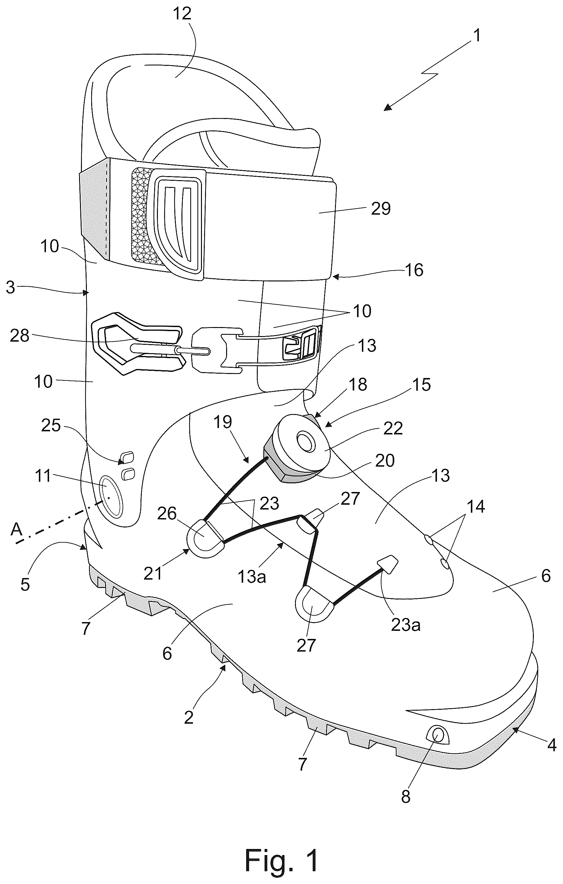 Patent US12137772 — Ski boot — Figure 1