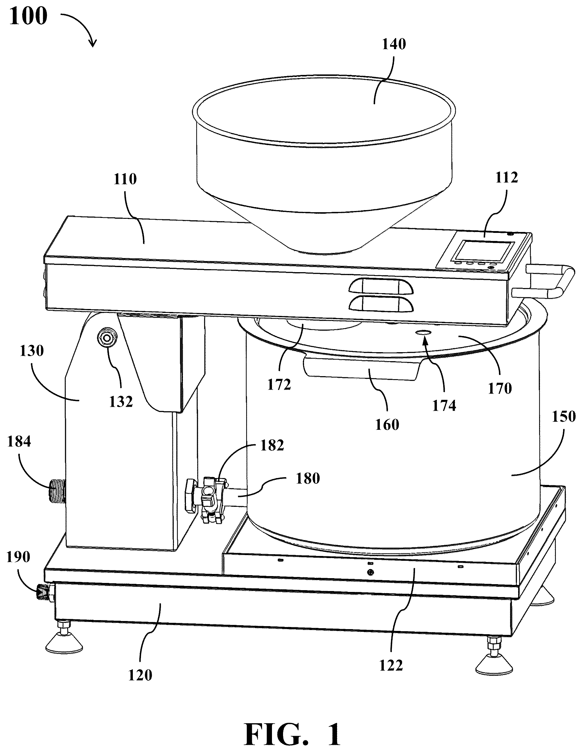 Patent US12137835 Figure 1 – Automatic cooking machine having a blocking element for magnetically attaching on a moving arm