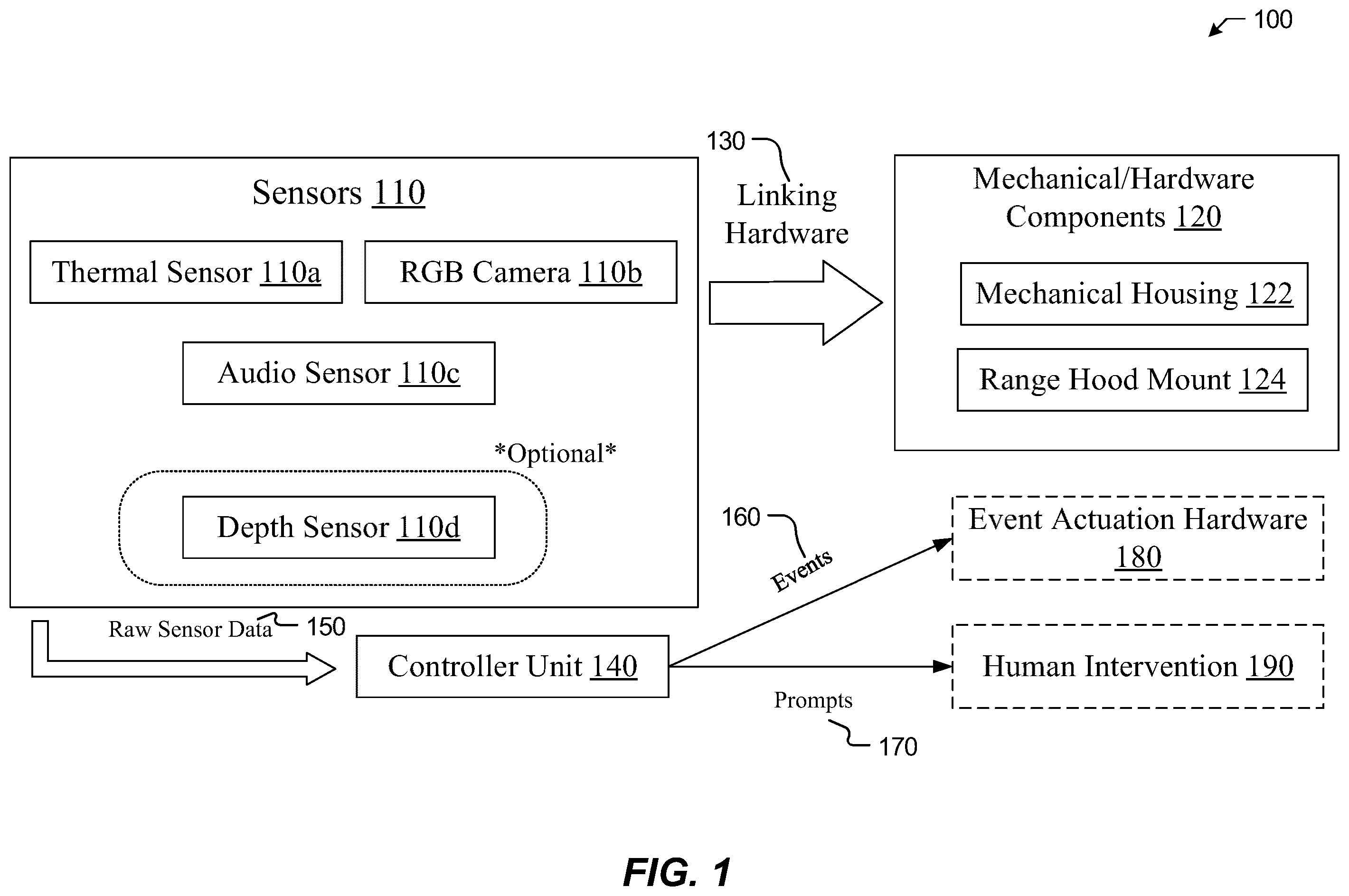 Patent US12137837 — Systems and methods for real-time monitoring of boiling fluid for food processing assistance — Figure 1
