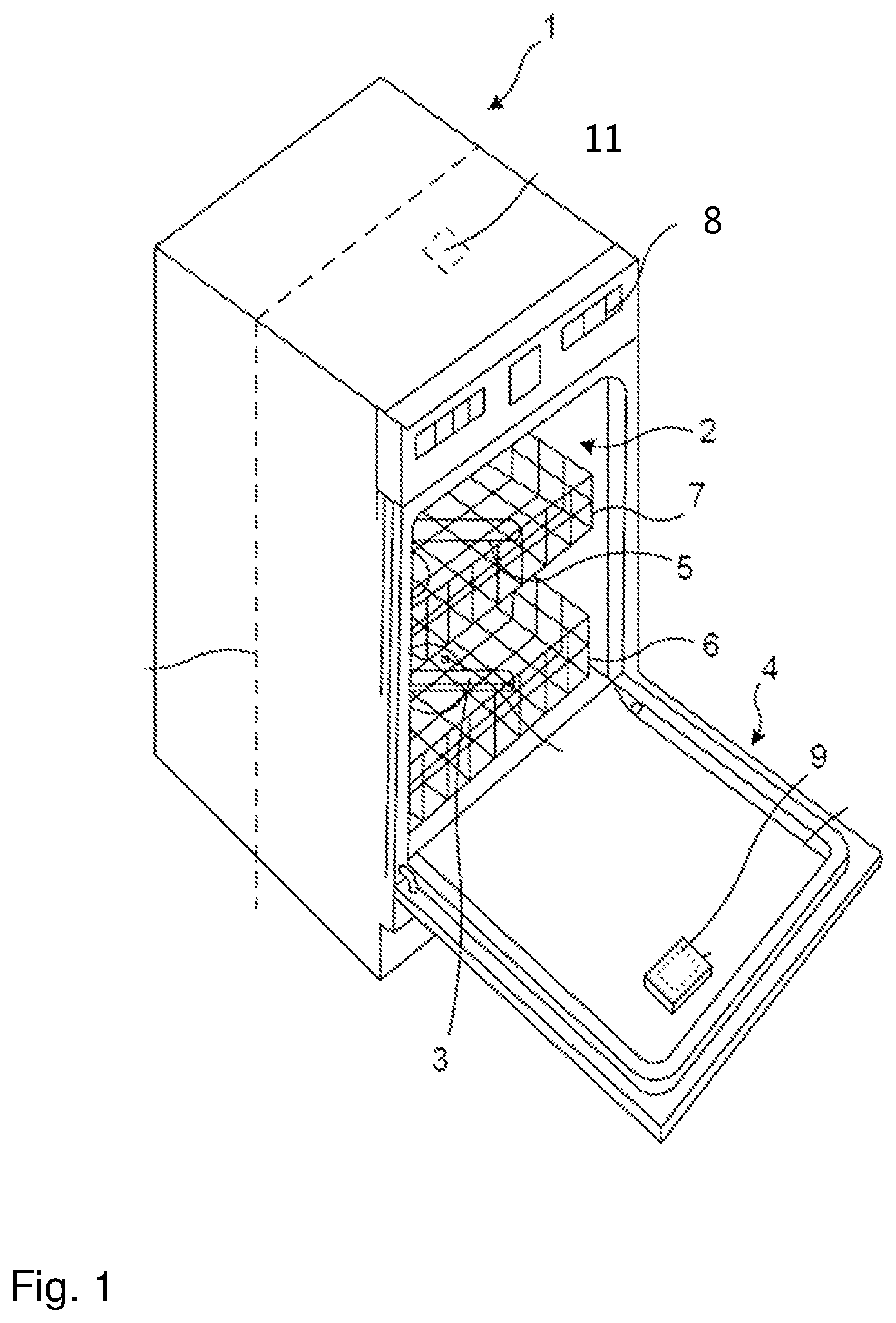 Patent US12137860 Figure 1 – Dishwasher with improved detergent dispenser