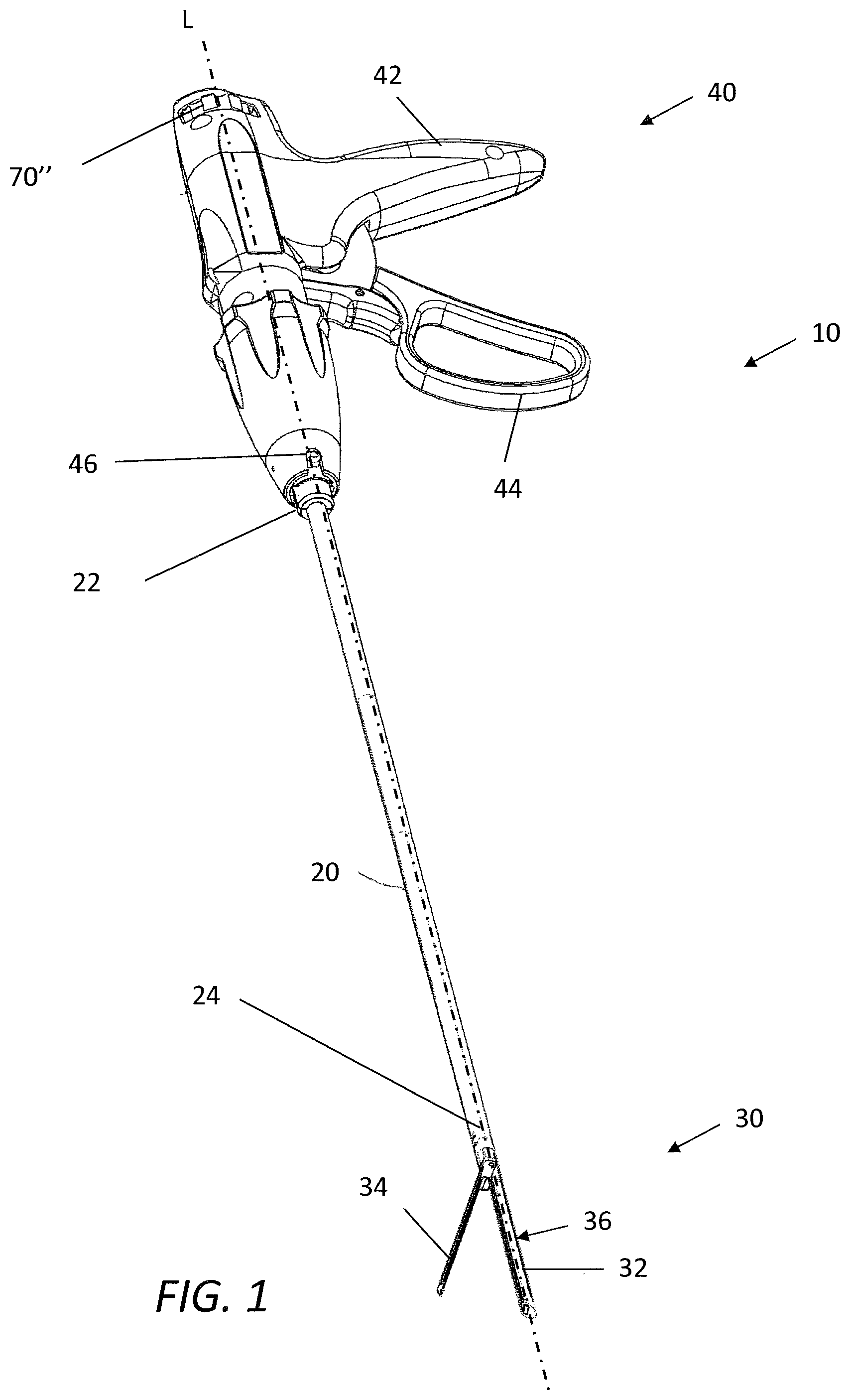 Patent US12137907 — Surgical stapler handle assembly having actuation mechanism with longitudinally rotatable shaft — Figure 1