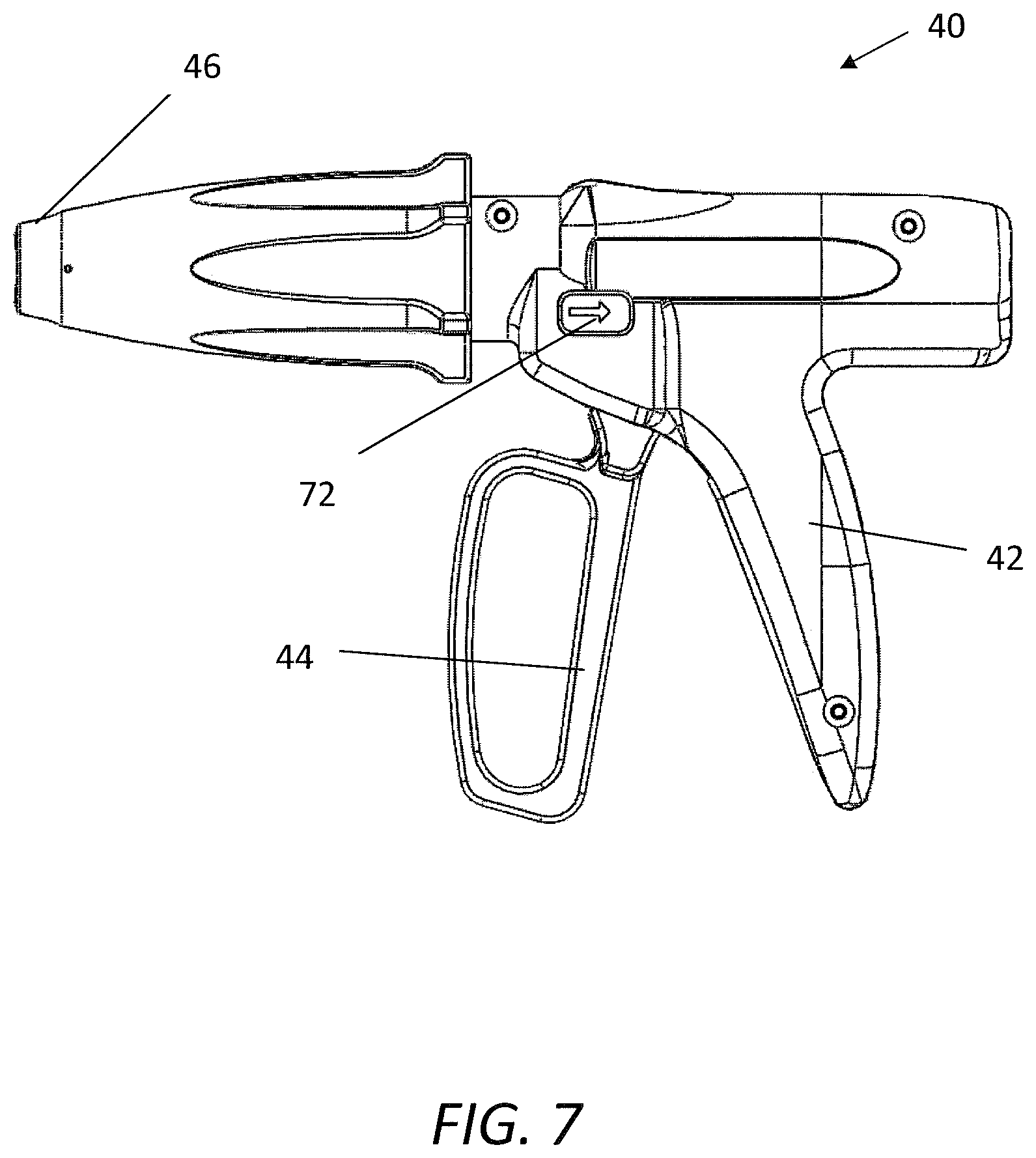 Patent US12137907 Figure 5 – Surgical stapler handle assembly having actuation mechanism with longitudinally rotatable shaft