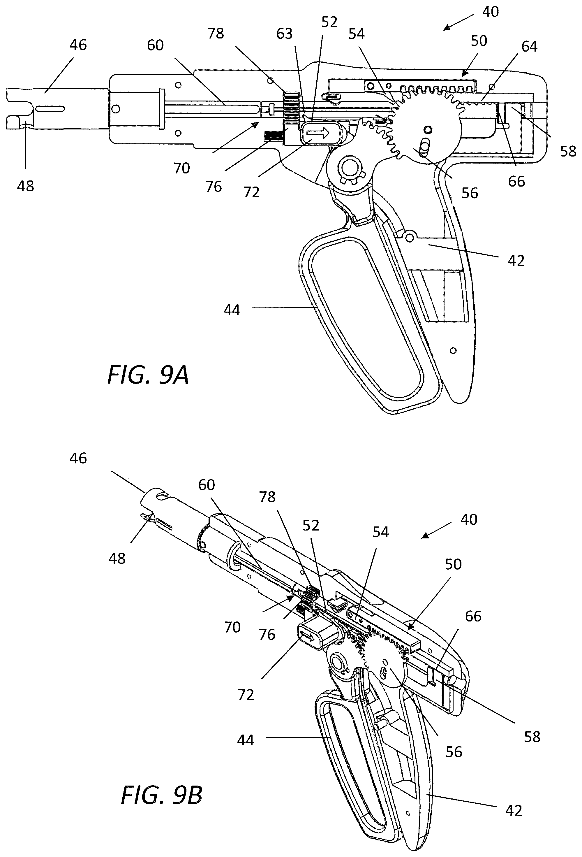 Patent US12137907 Figure 7 – Surgical stapler handle assembly having actuation mechanism with longitudinally rotatable shaft