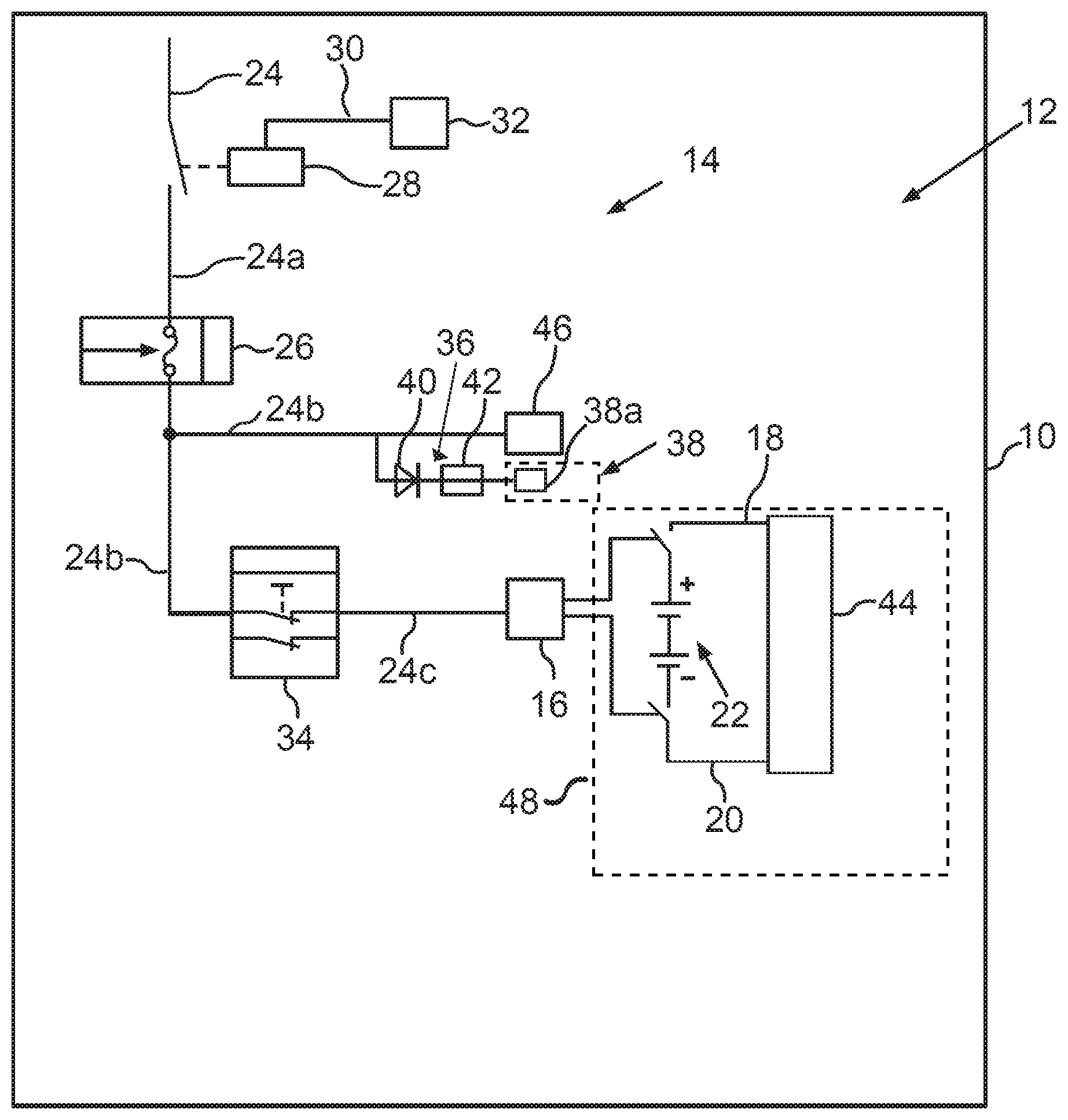 Patent US12139022 — Monitoring apparatus for an onboard electrical system of an at least partially electrically operated motor vehicle, and method — Figure 1