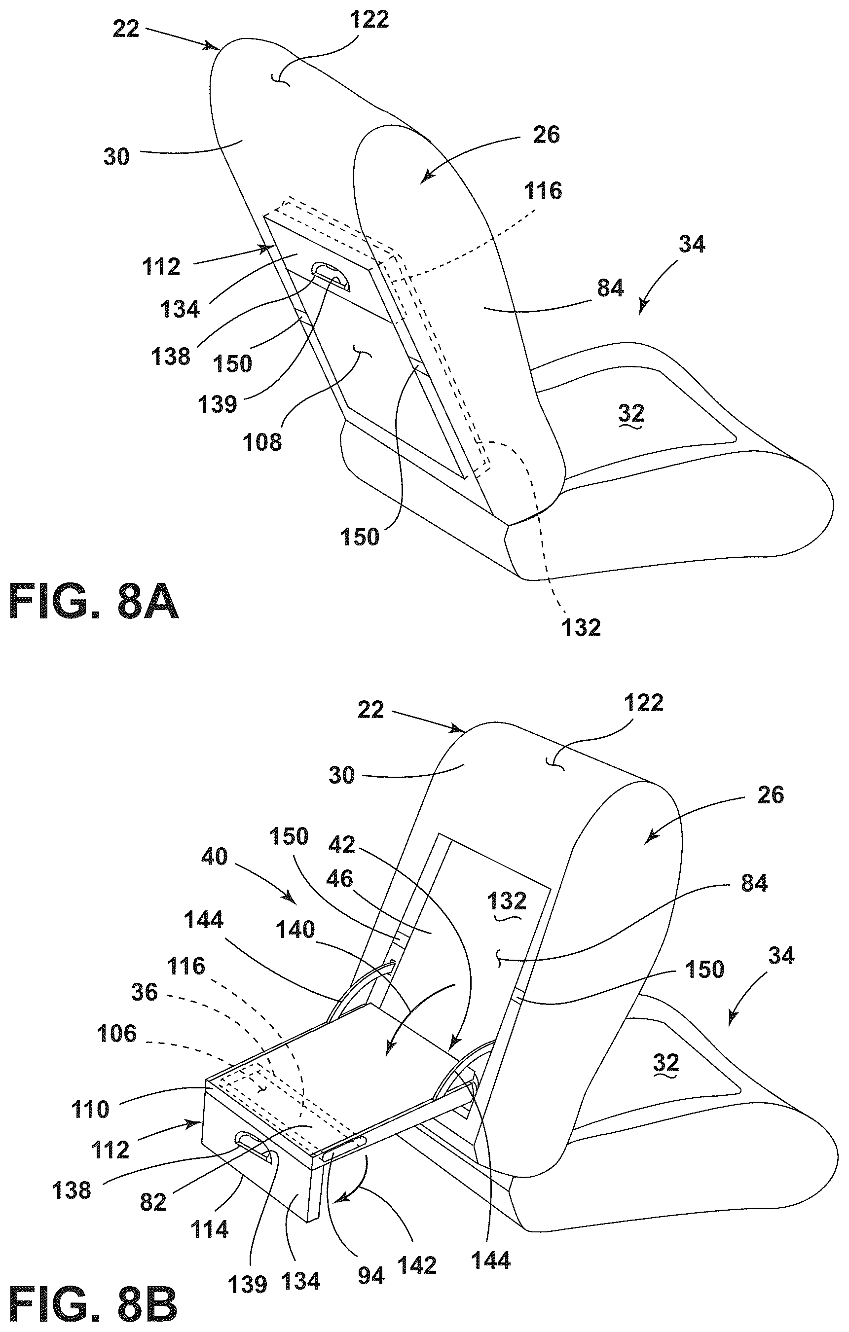 Patent US12139047 Figure 8 – Seating solutions for a stationary vehicle