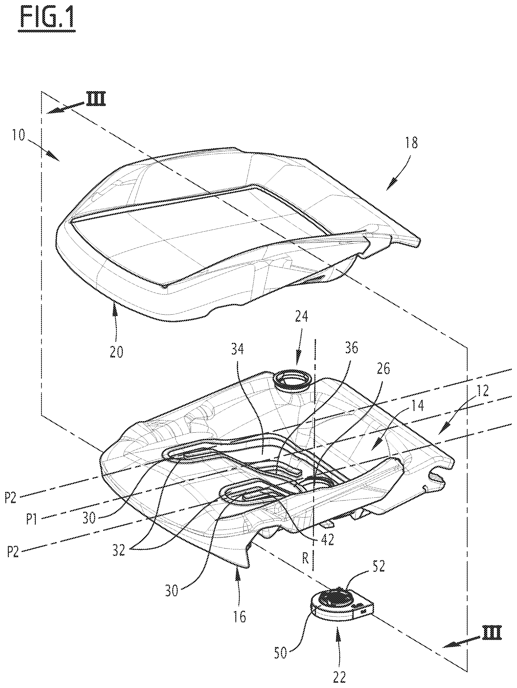 Patent US12139056 Figure 1 – Vehicle seat assembly and associated assembly method