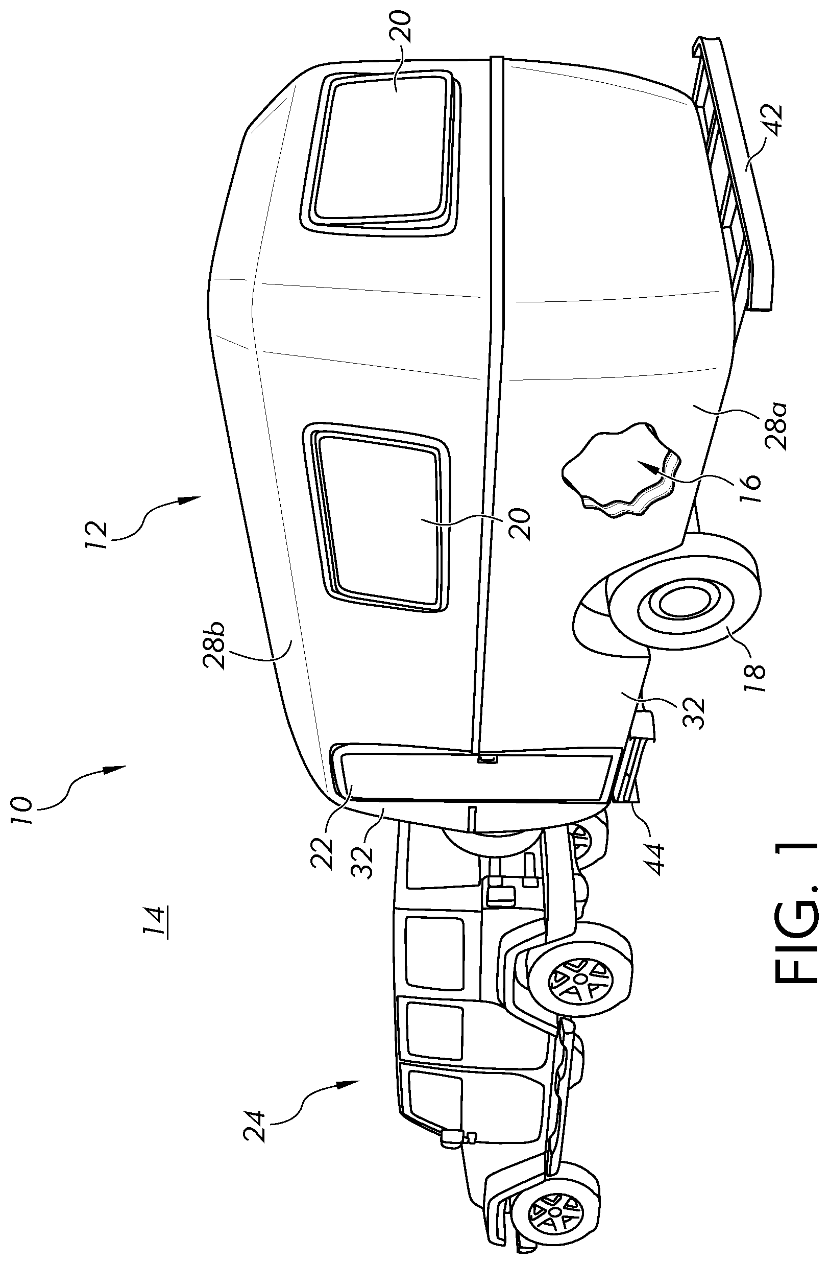 Patent US12139060 — Integrally molded recreational vehicle body — Figure 1