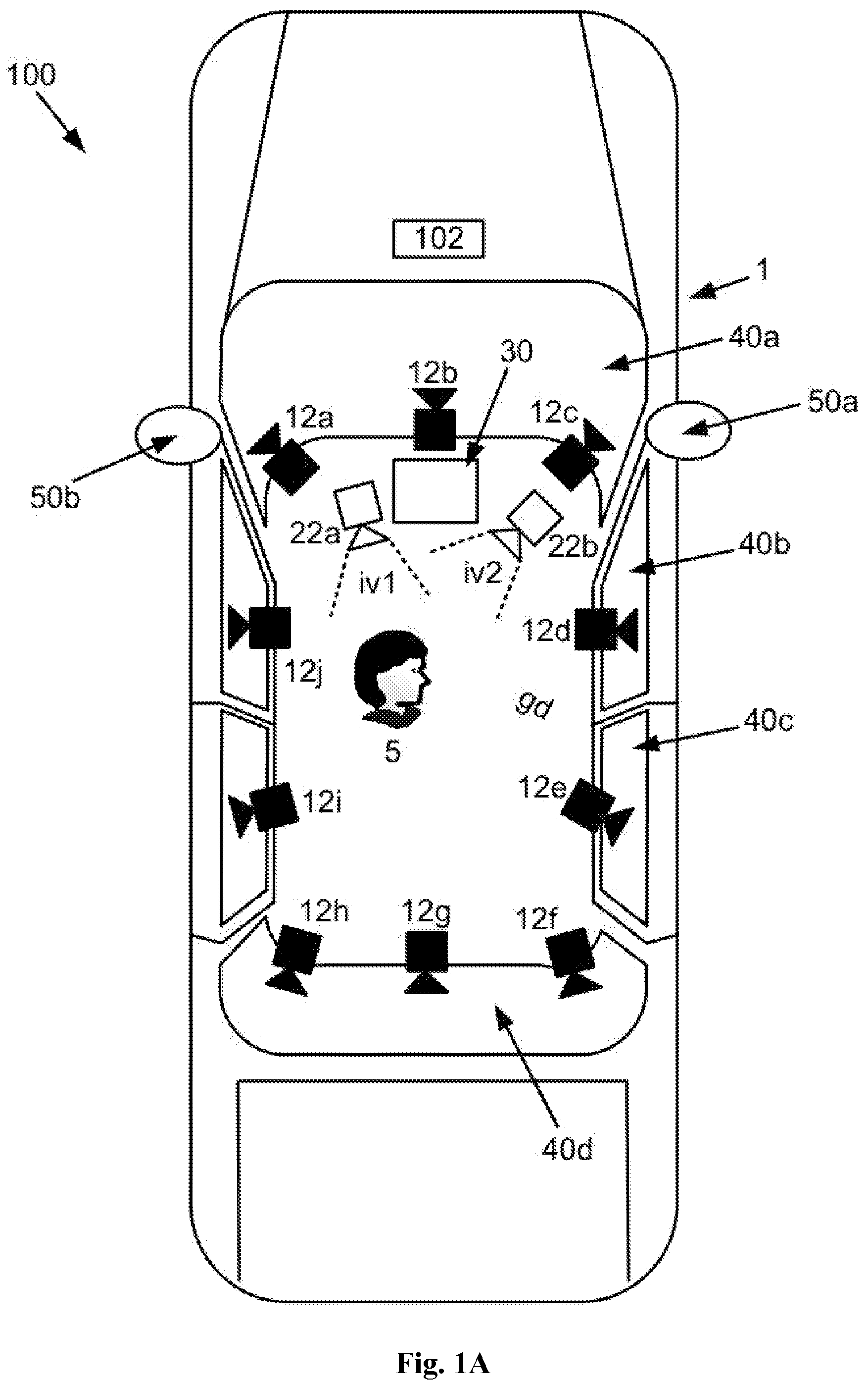 Patent US12139074 — System and method for providing a desired view for a vehicle occupant — Figure 1