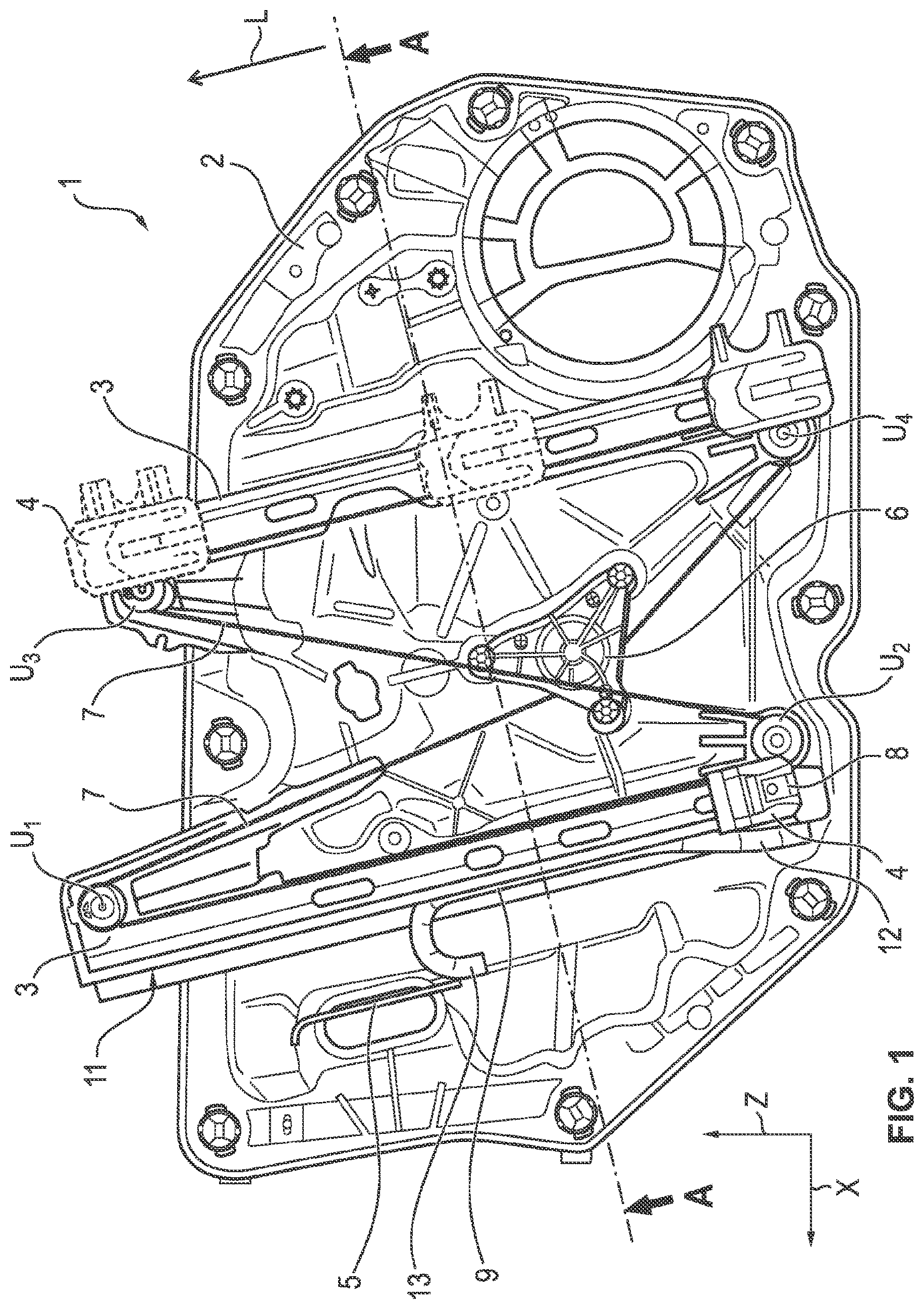 Patent US12139081 Figure 1 – Assembly of an adjustment device of a motor vehicle and window opener having the assembly