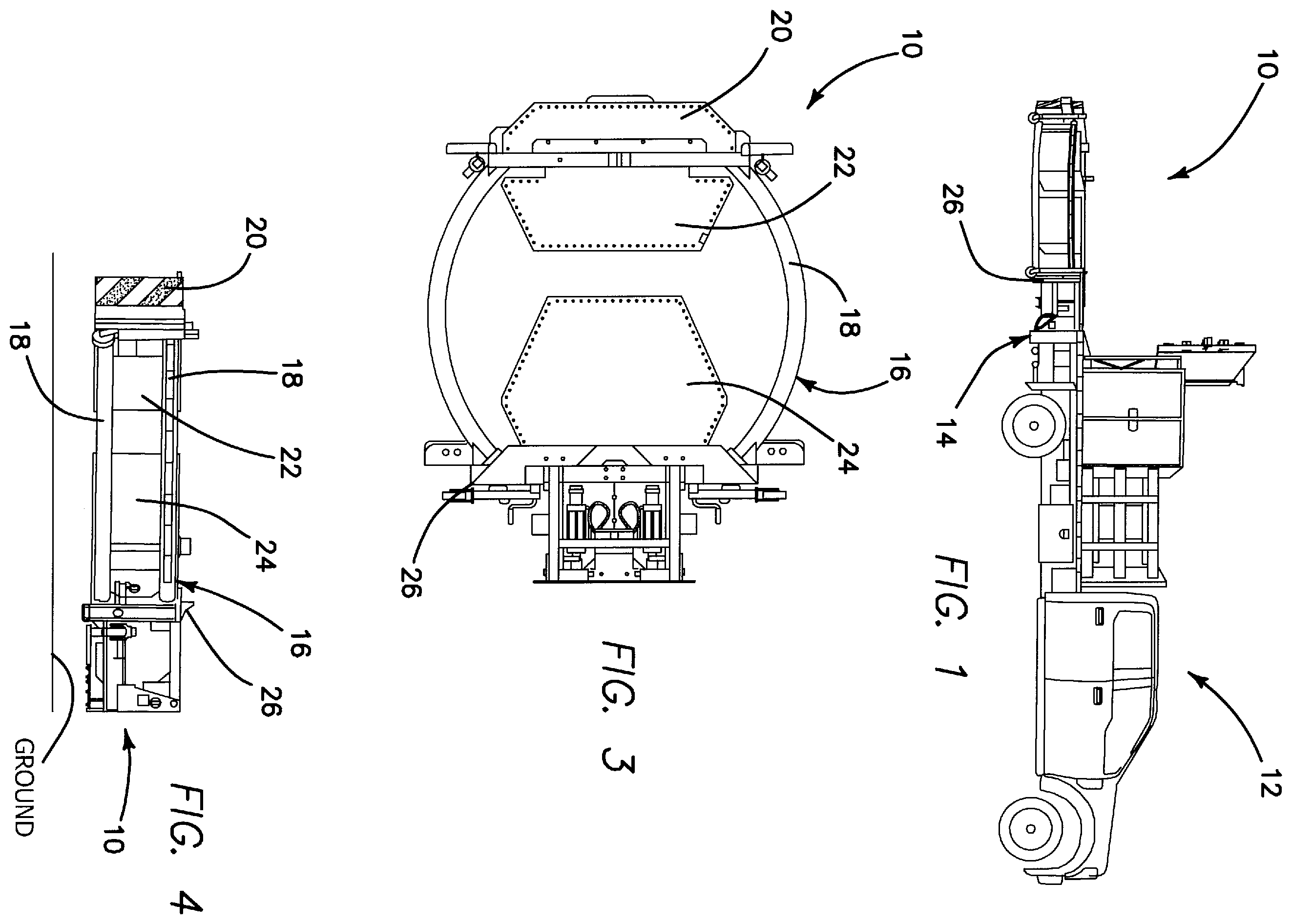 Patent US12139084 — Vehicle-mounted crash attenuator — Figure 1