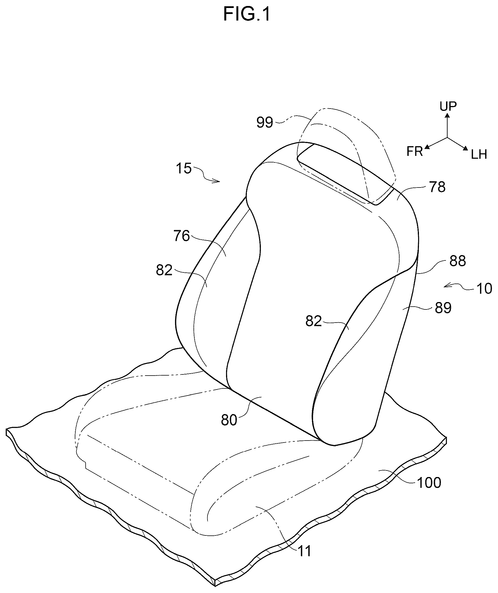 Patent US12139092 Figure 1 – Seat back of vehicle seat