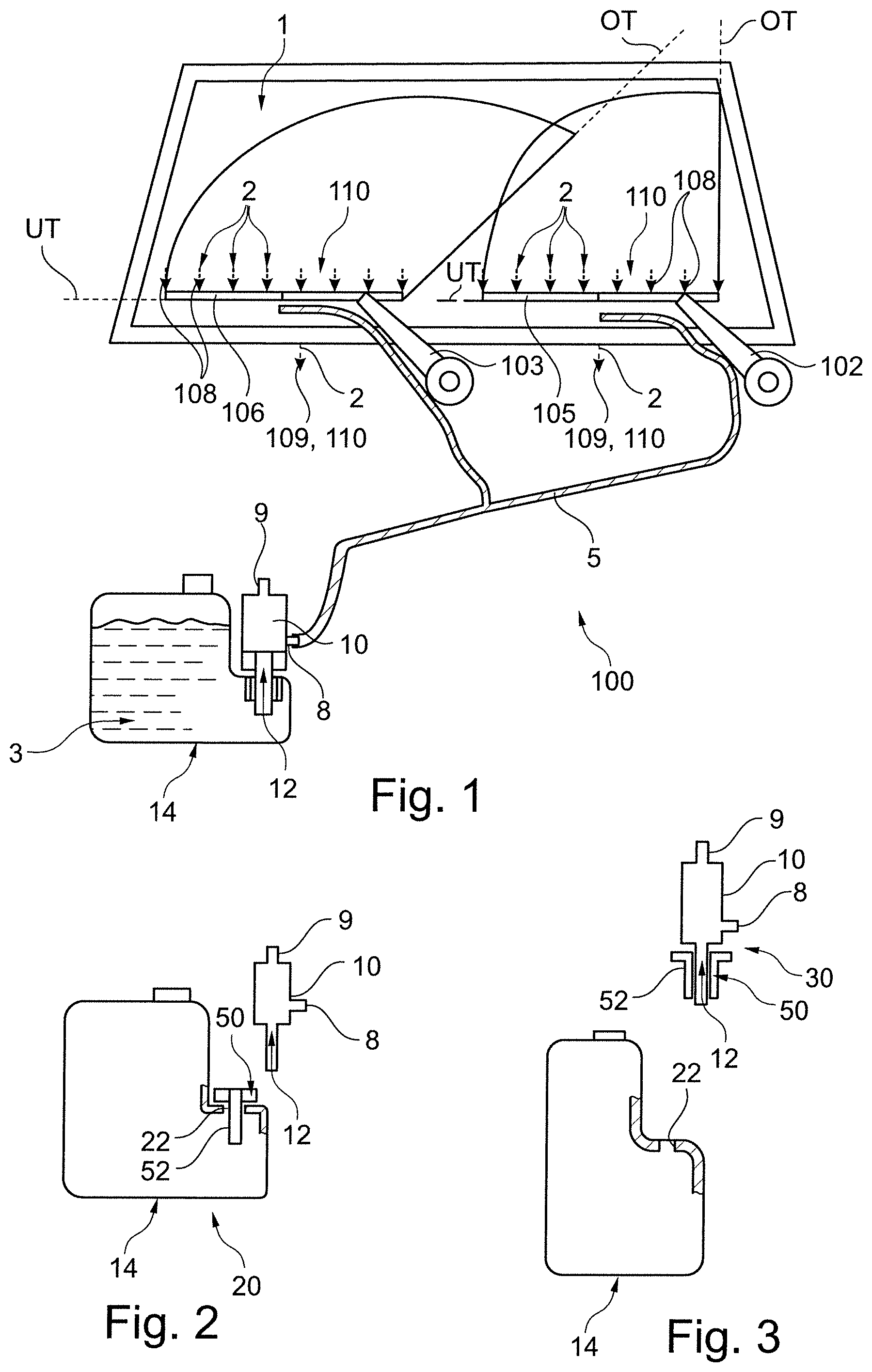 Patent US12139106 — Device for supplying air to a suction side of a pump, component unit having such a device and wiper system — Figure 1