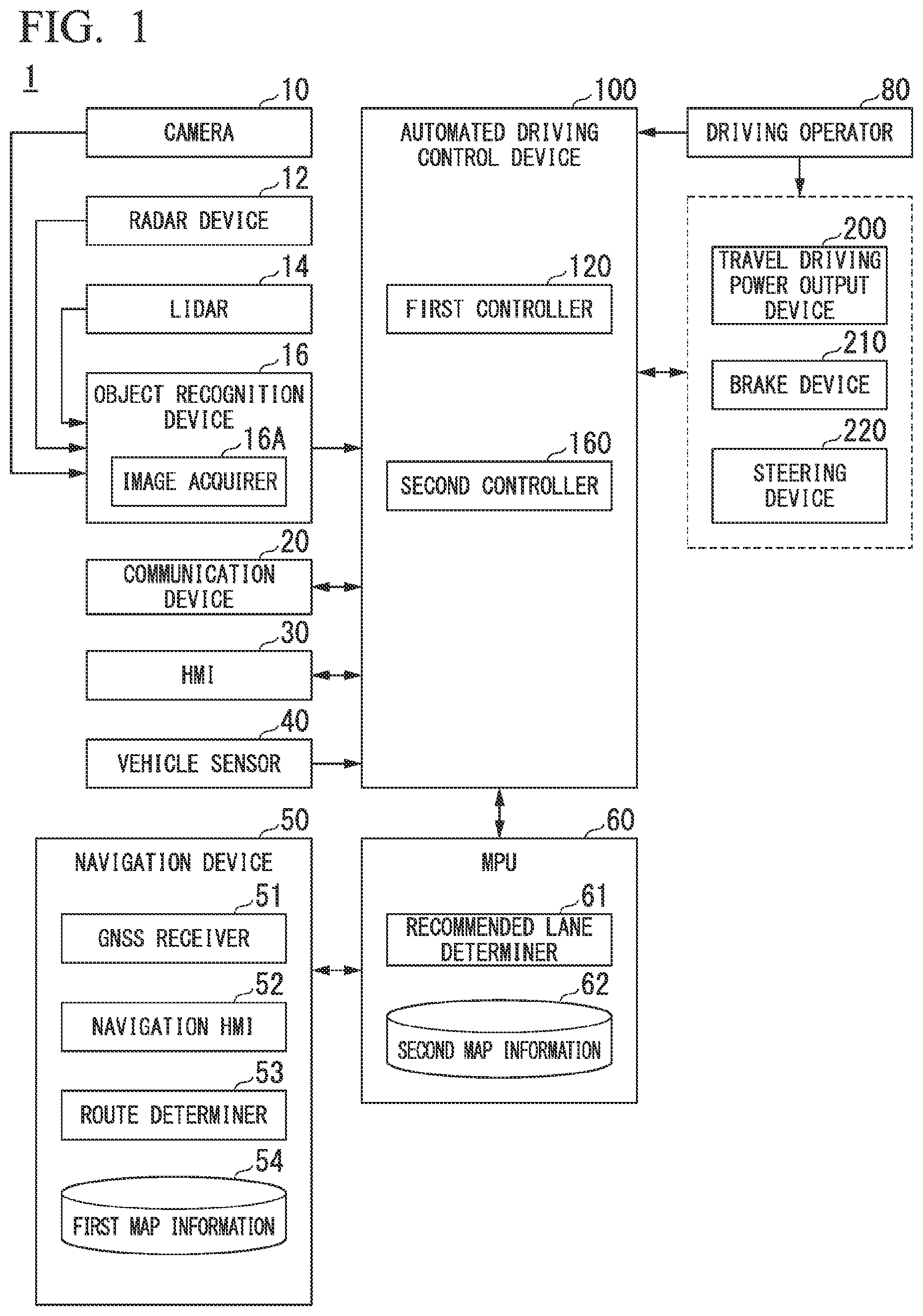 Patent US12139145 — Mobile object control device, mobile object control method, and storage medium — Figure 1
