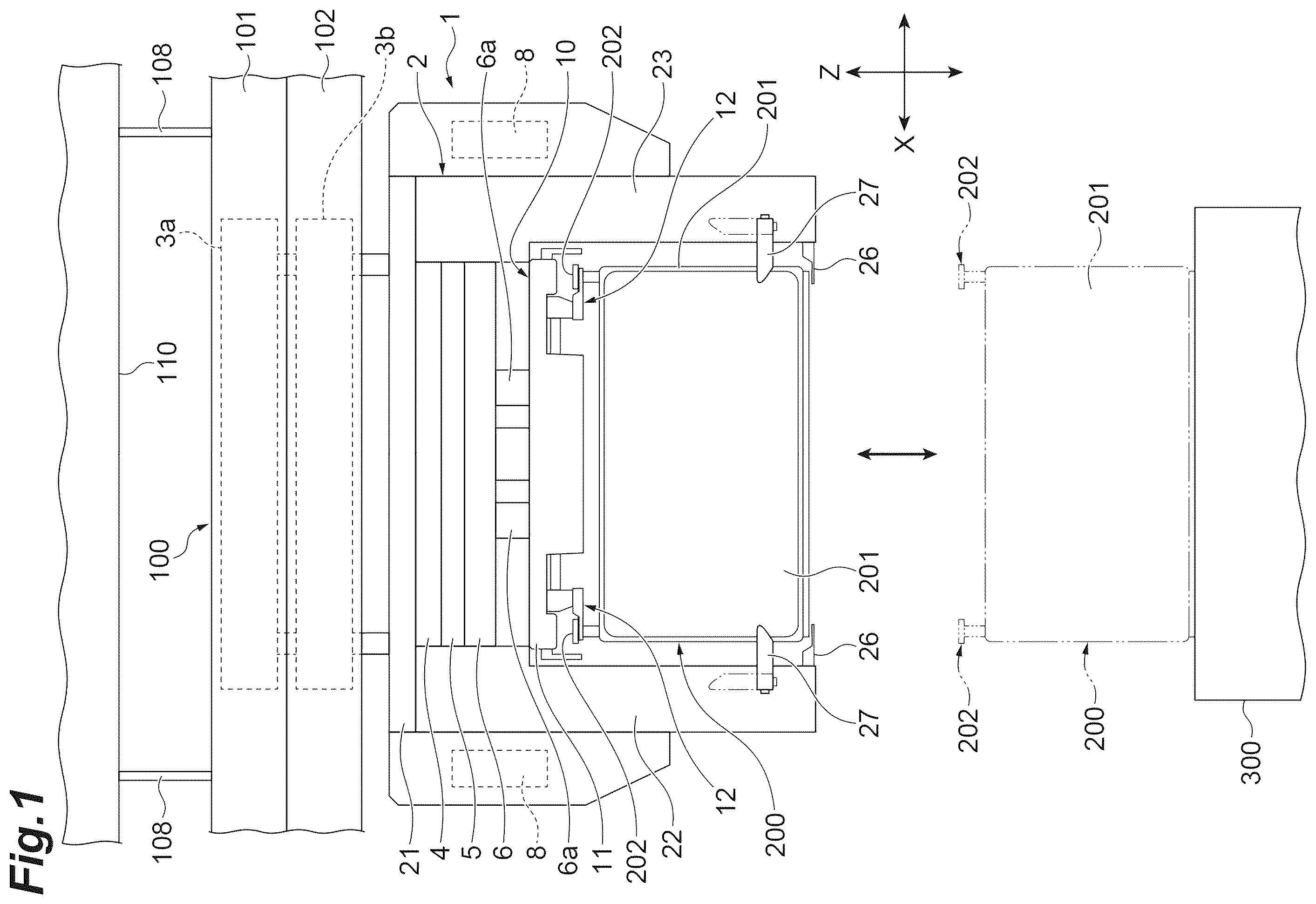 Patent US12139176 Figure 1 – Gripper device, conveyance vehicle, and conveyance method