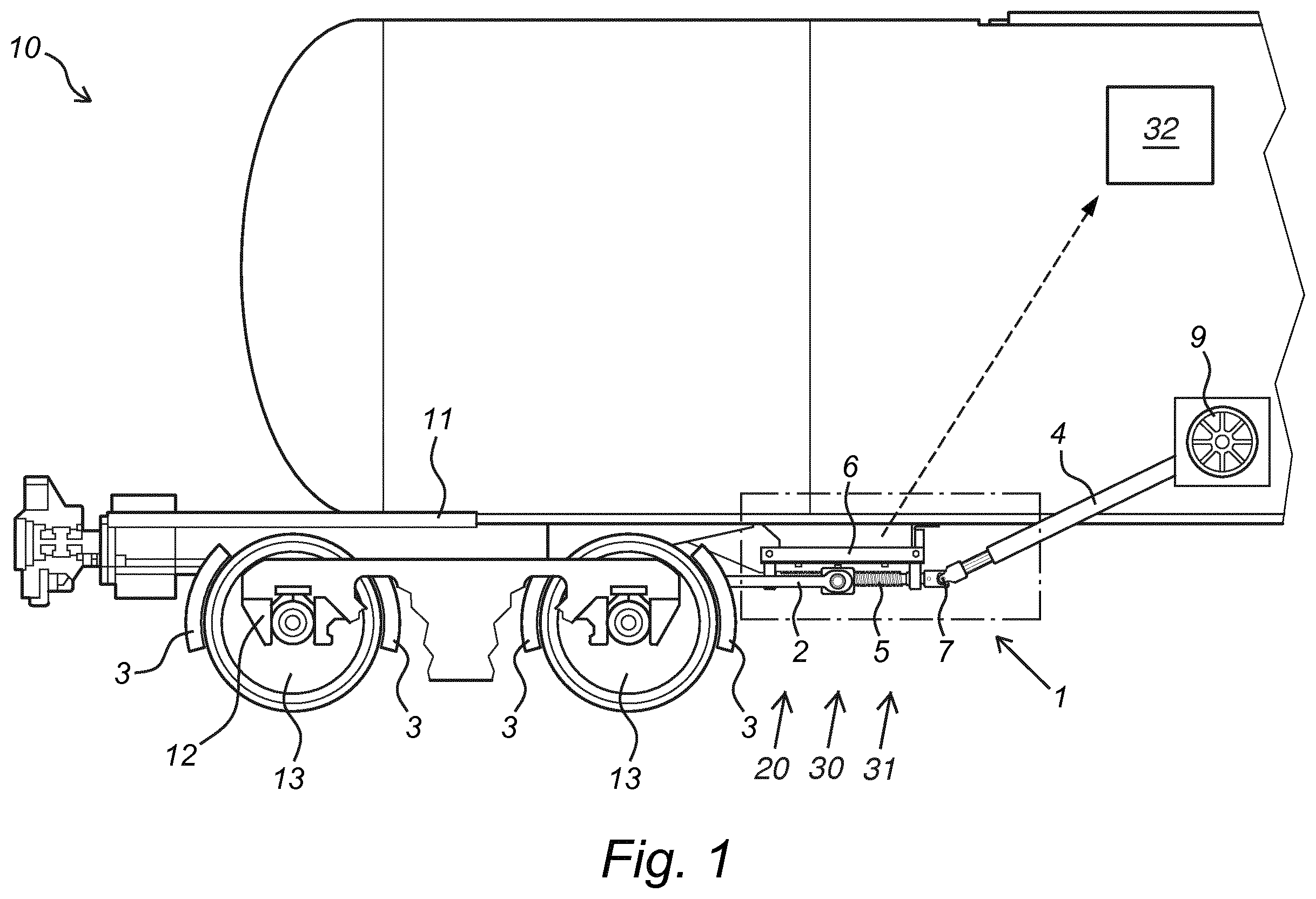 Patent US12139181 — Method and system for monitoring of rail wagon hand brake — Figure 1