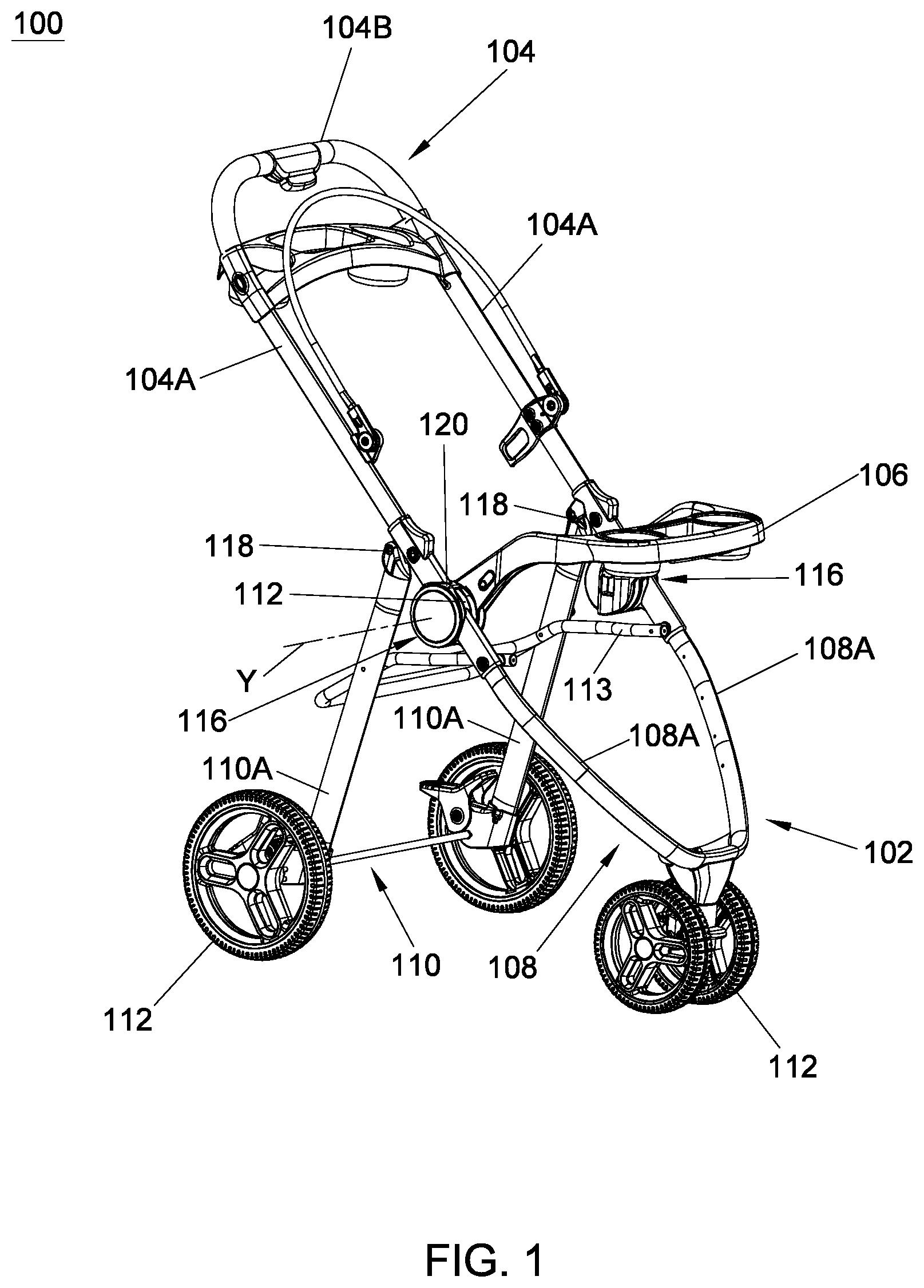 Patent US12139187 — Child stroller apparatus — Figure 1