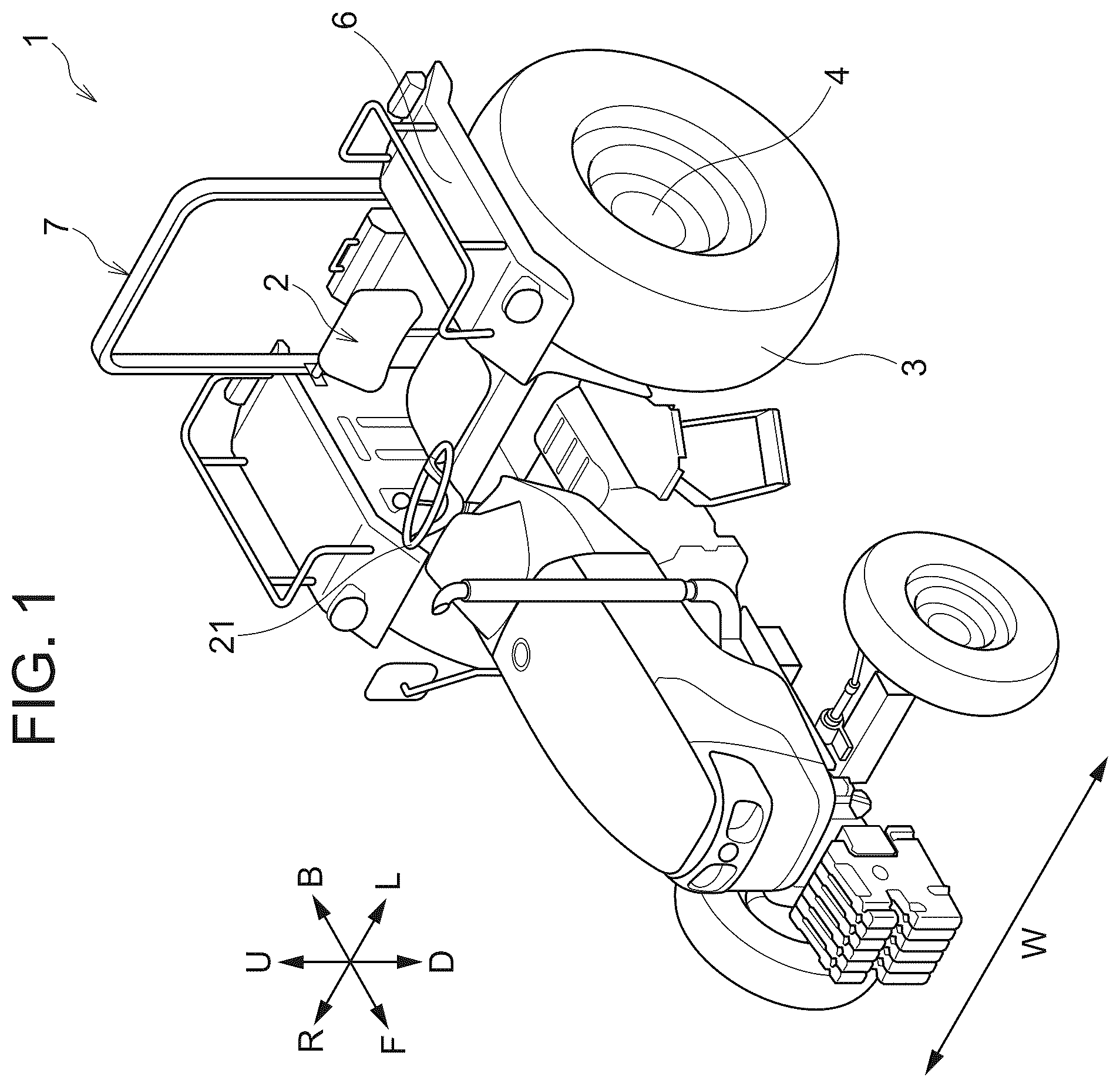 Patent US12139205 Figure 1 – Work vehicle