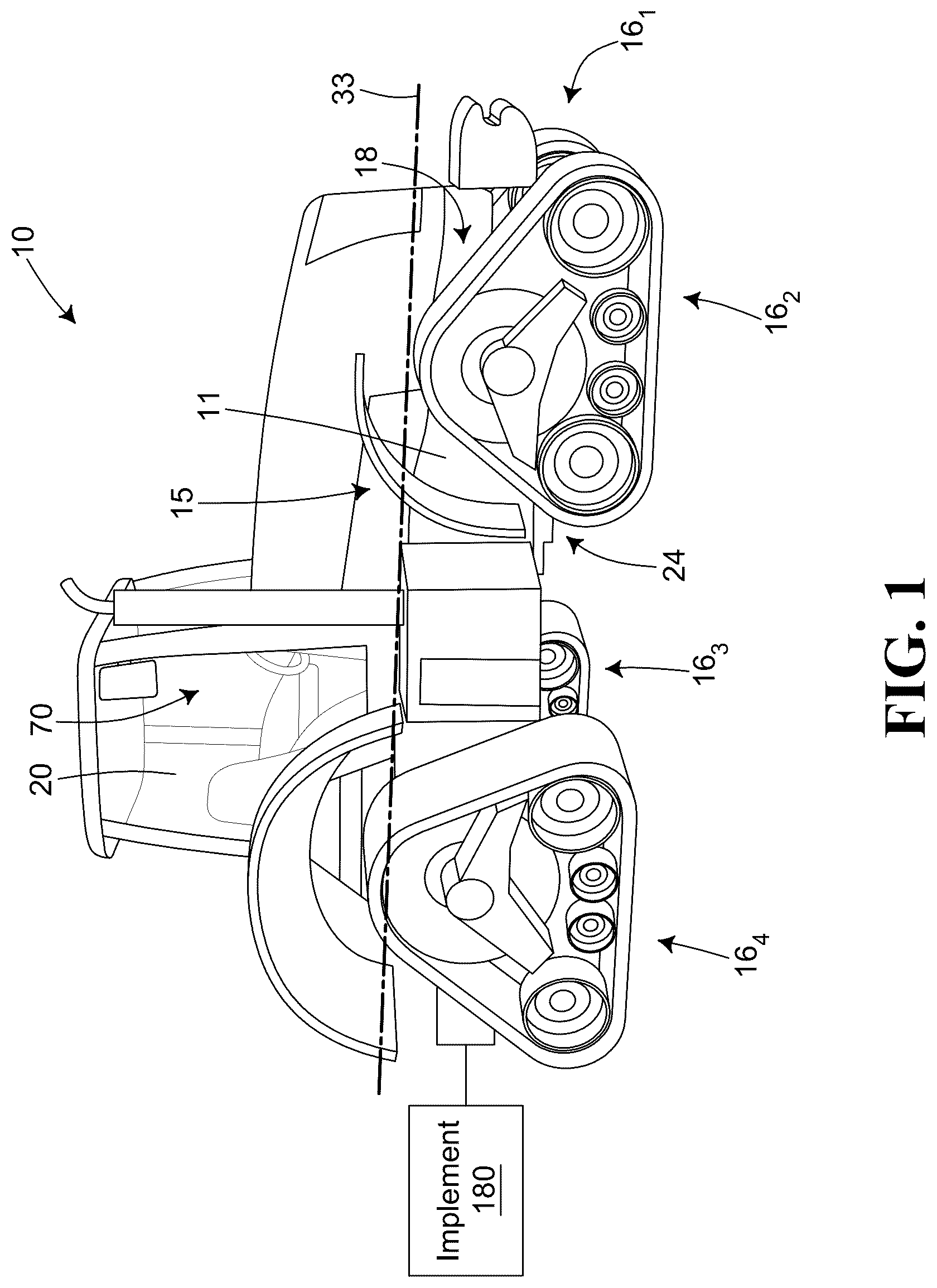 Patent US12139216 — System and method for controlling a track system for traction of a vehicle — Figure 1
