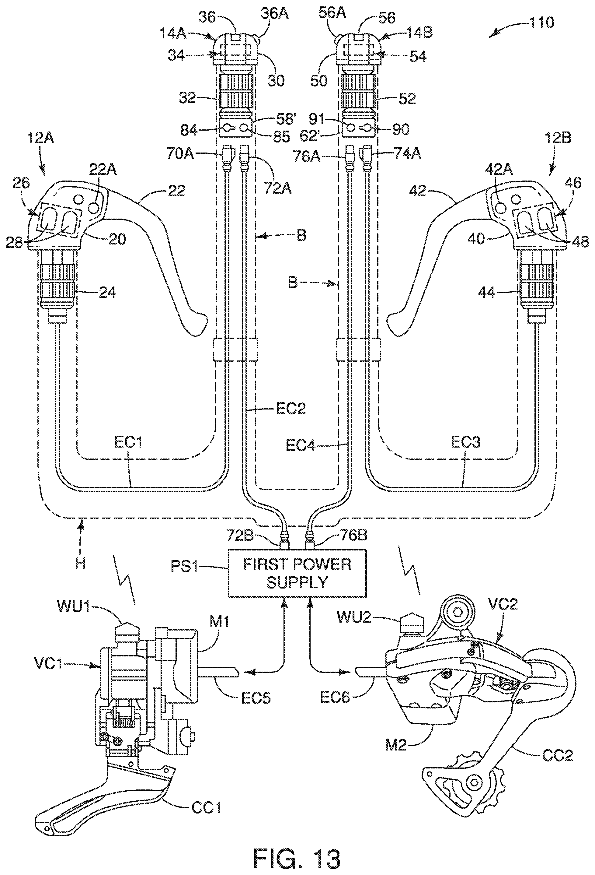 Patent US12139232 Figure 8 – Control system for human-powered vehicle