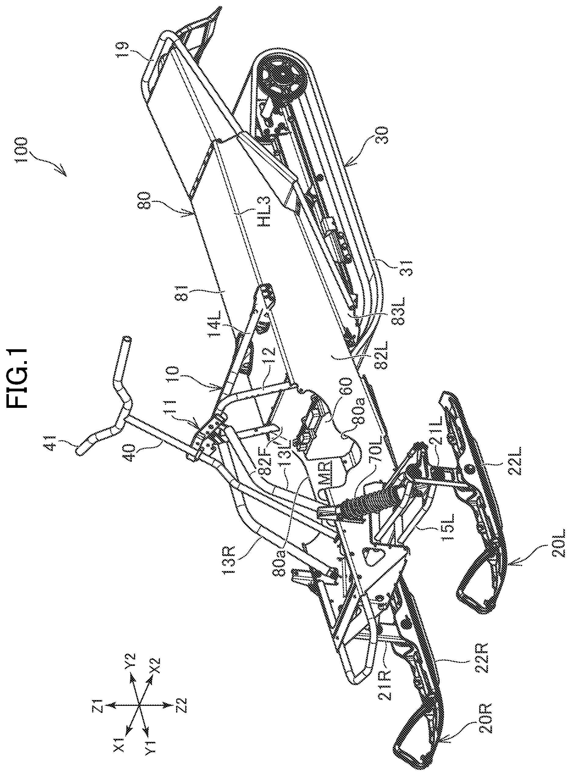 Patent US12139233 — Electric snowmobile — Figure 1