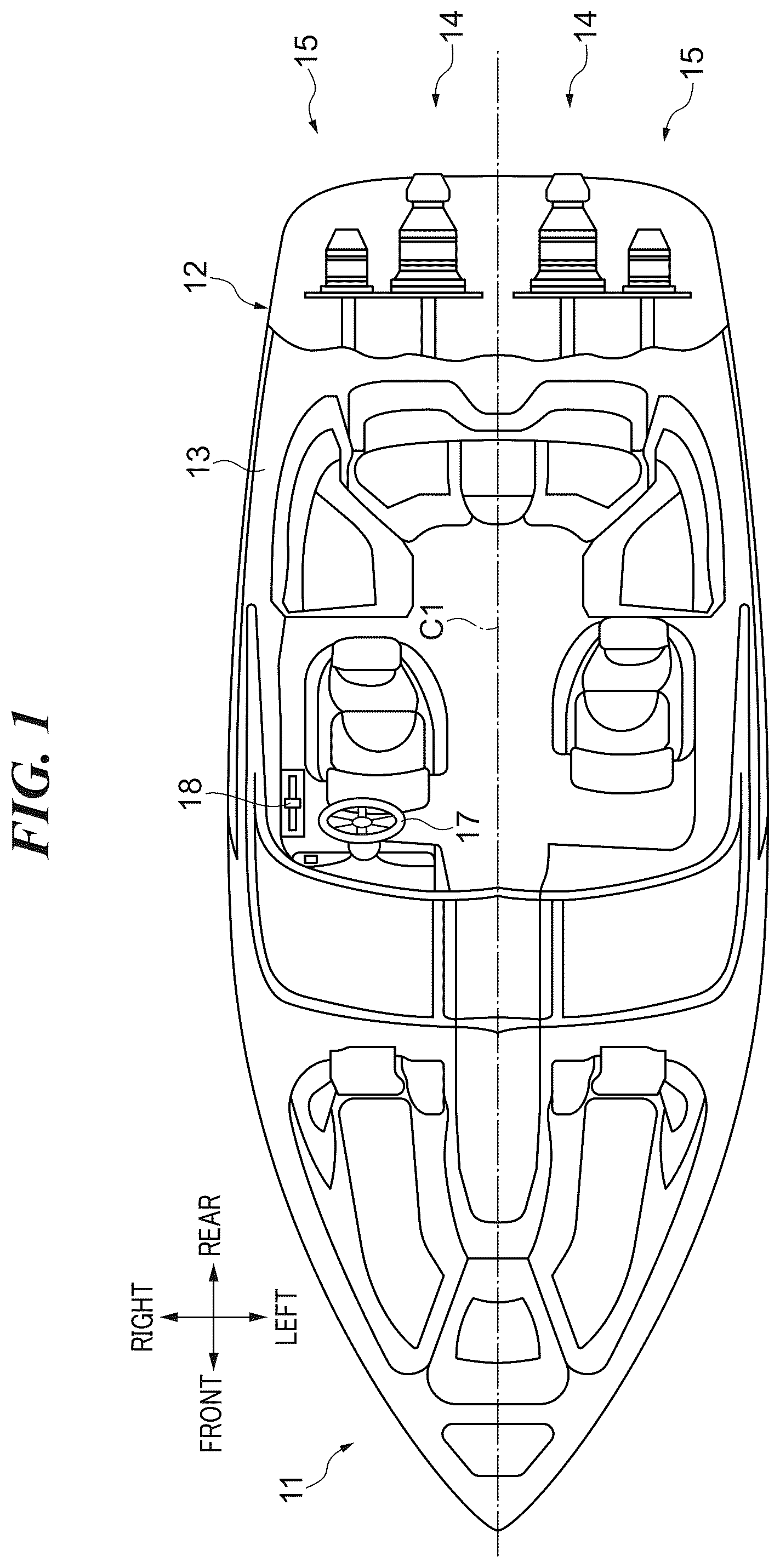 Patent US12139244 — Marine vessel and marine propulsion unit — Figure 1