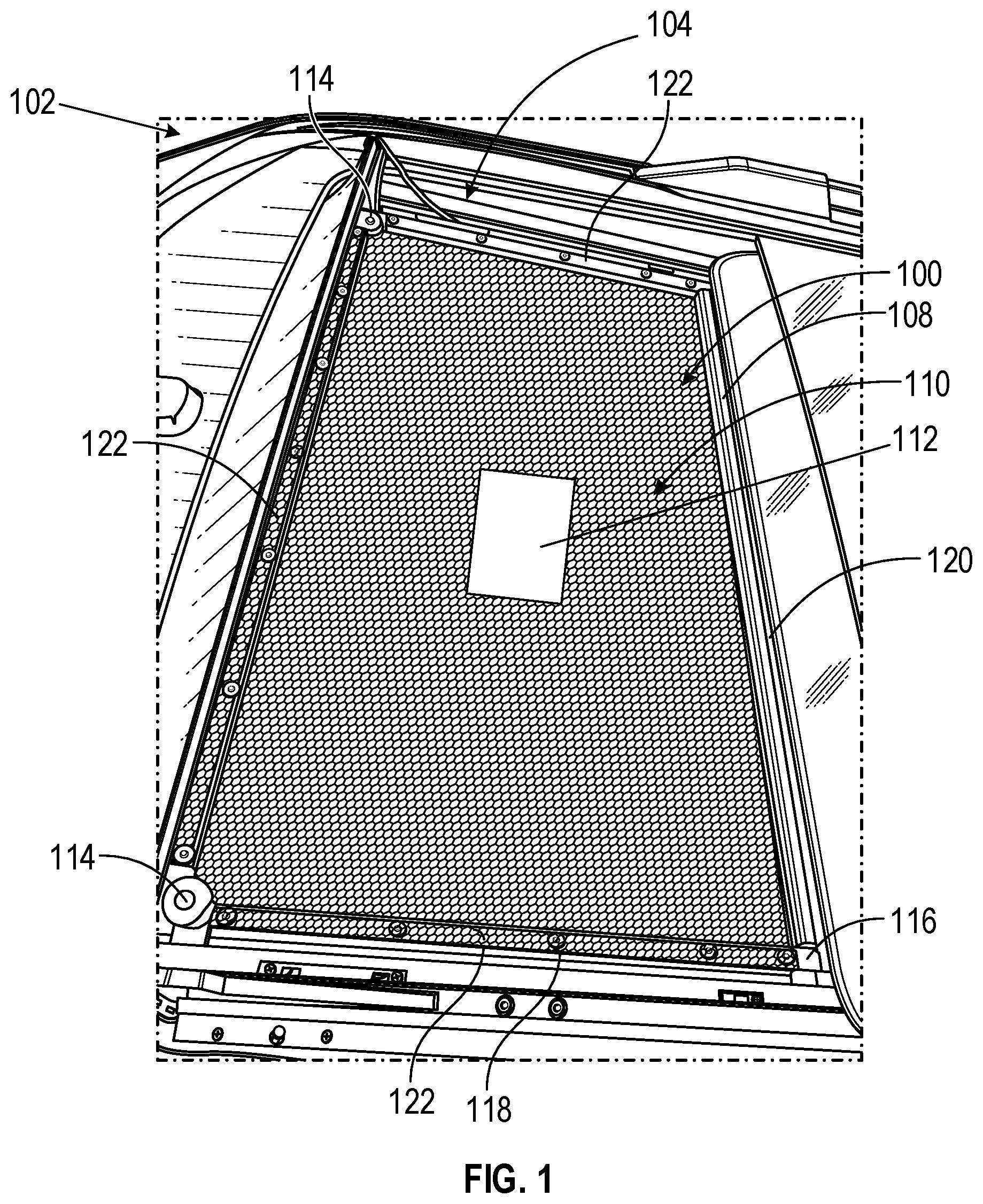 Patent US12139254 Figure 1 – Moonroof accessory panel