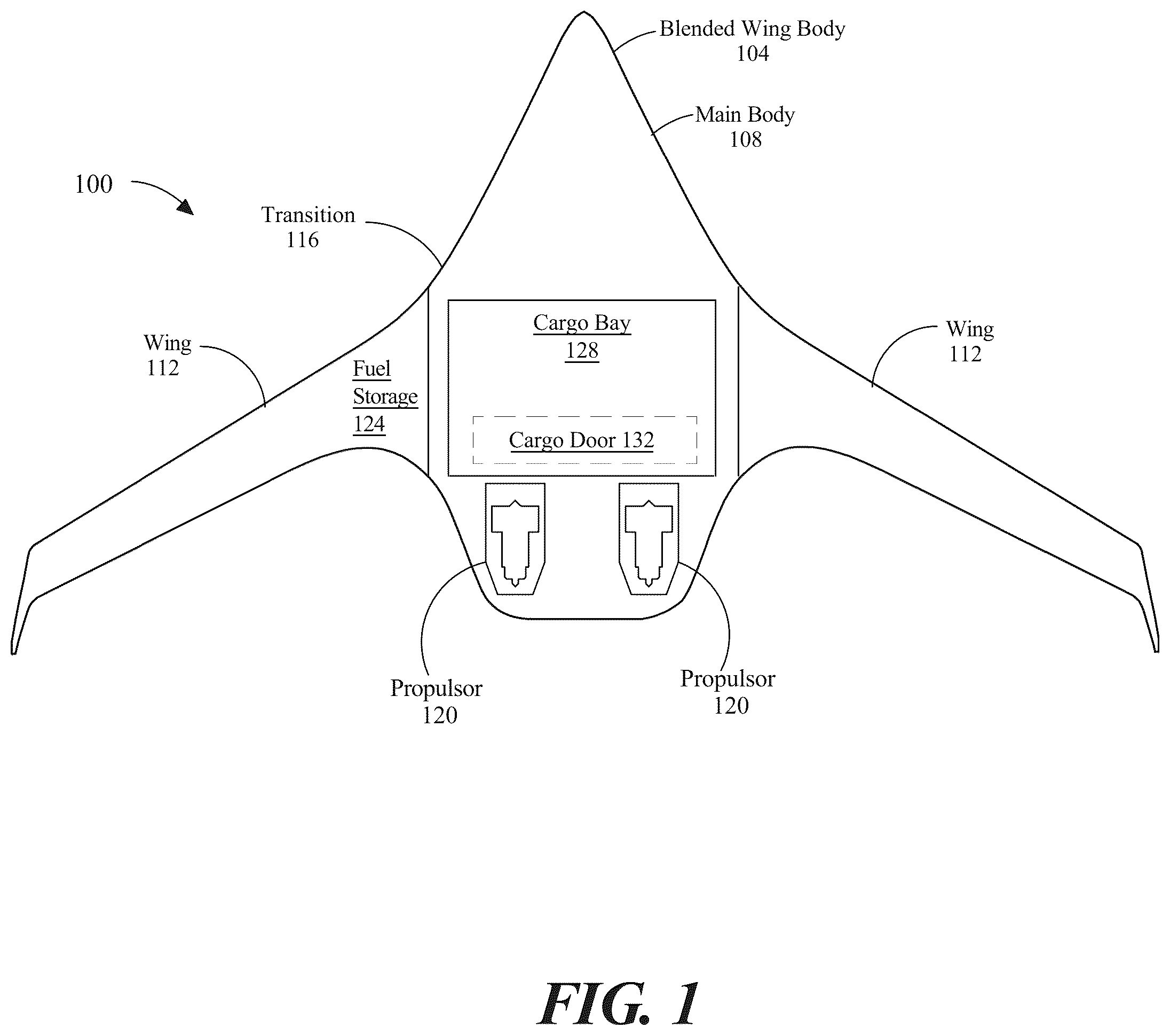 Patent US12139256 — Long range freighter aircraft — Figure 1