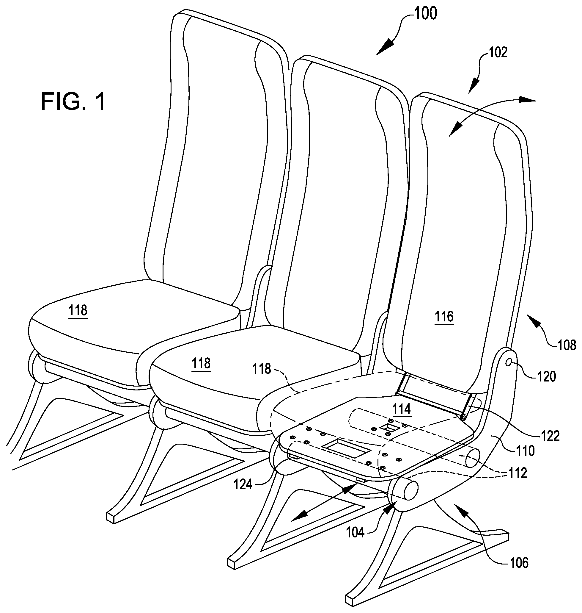 Patent US12139259 — Flat sandwich panel articulating bottom pan — Figure 1