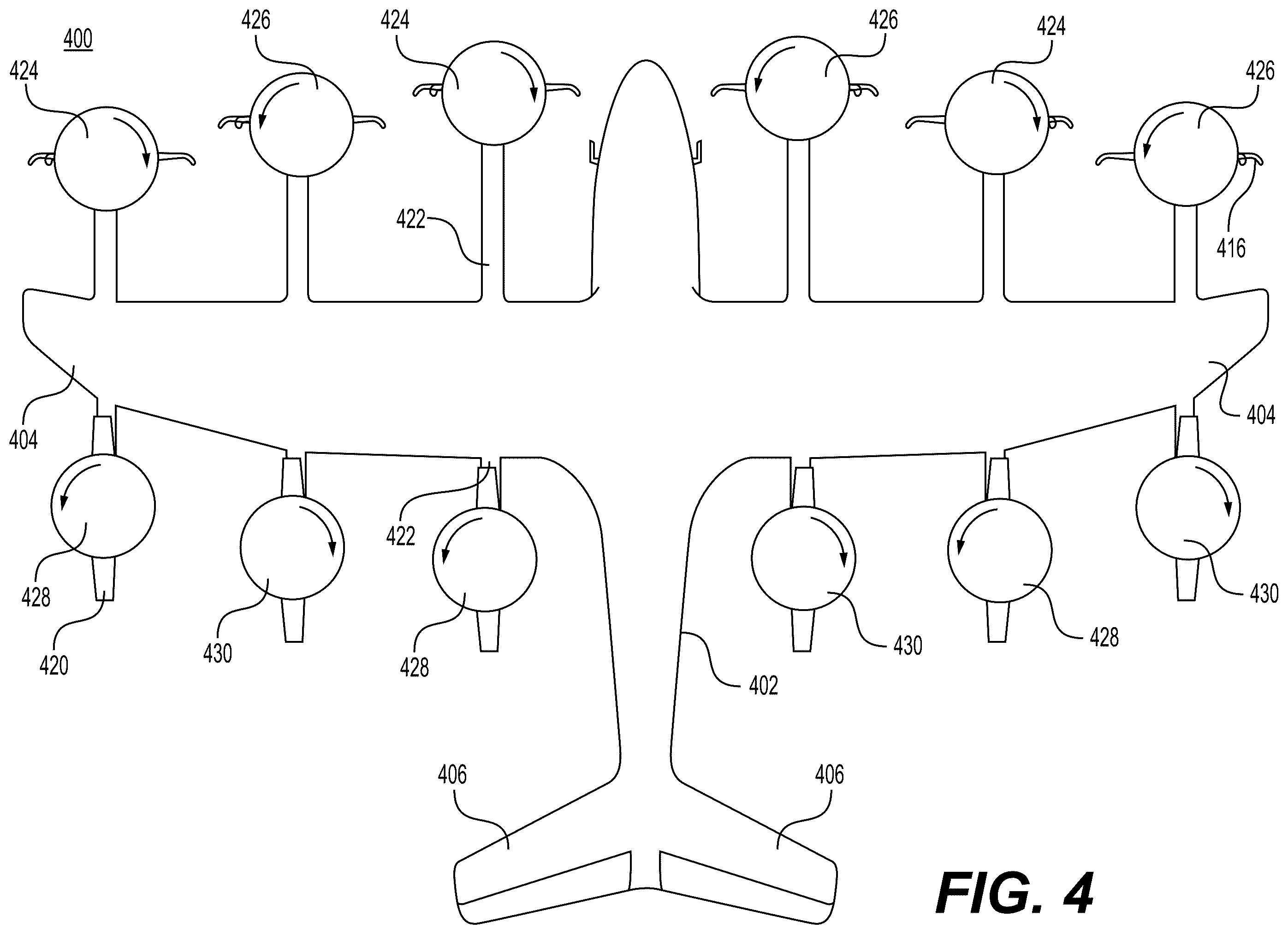 Patent US12139266 Figure 4 – Inverter circuits and electrical propulsion systems for eVTOL aircraft