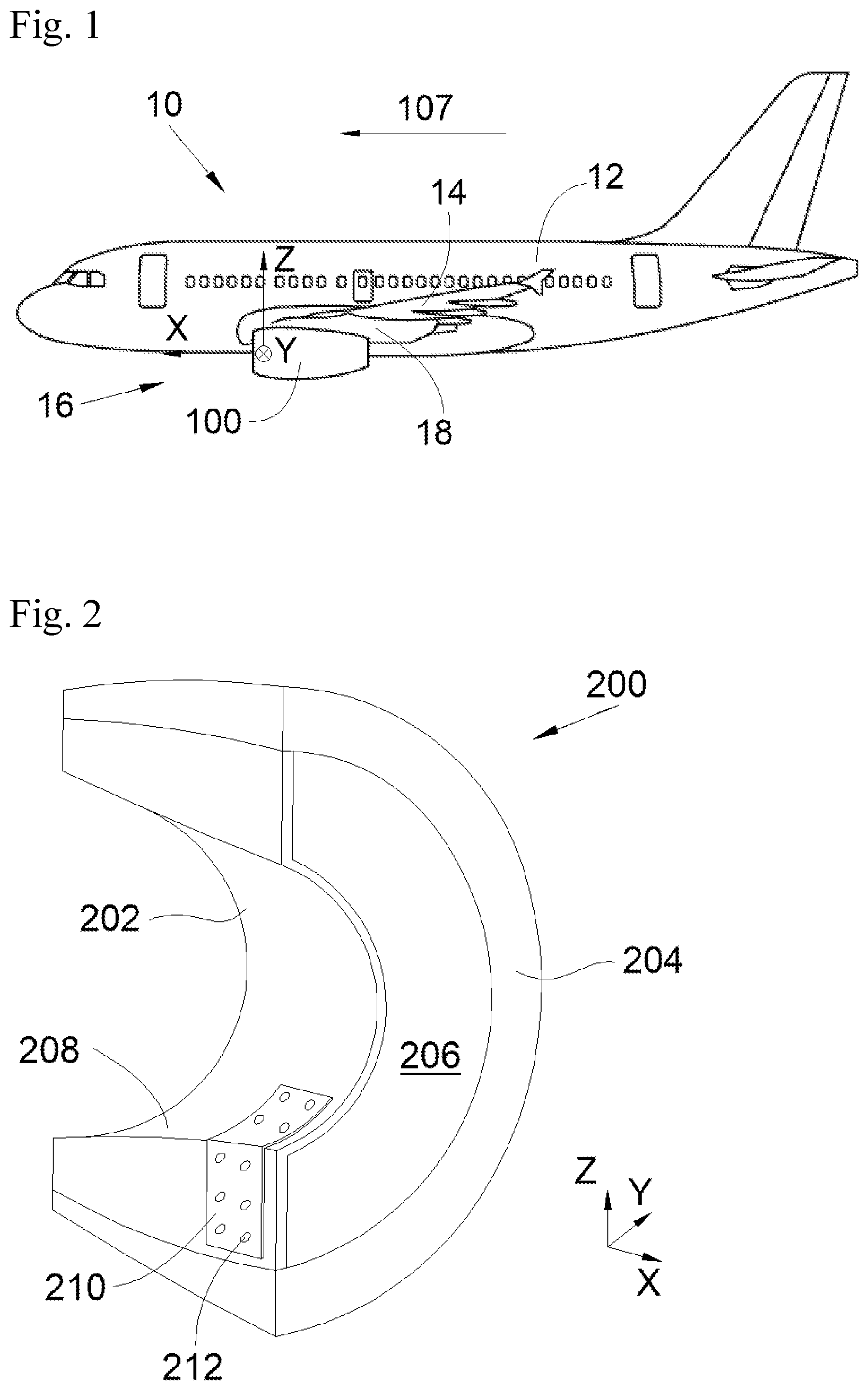 Patent US12139267 — Assembly for an aircraft nacelle and comprising a support panel, a thermal protection element and a fastening system — Figure 1