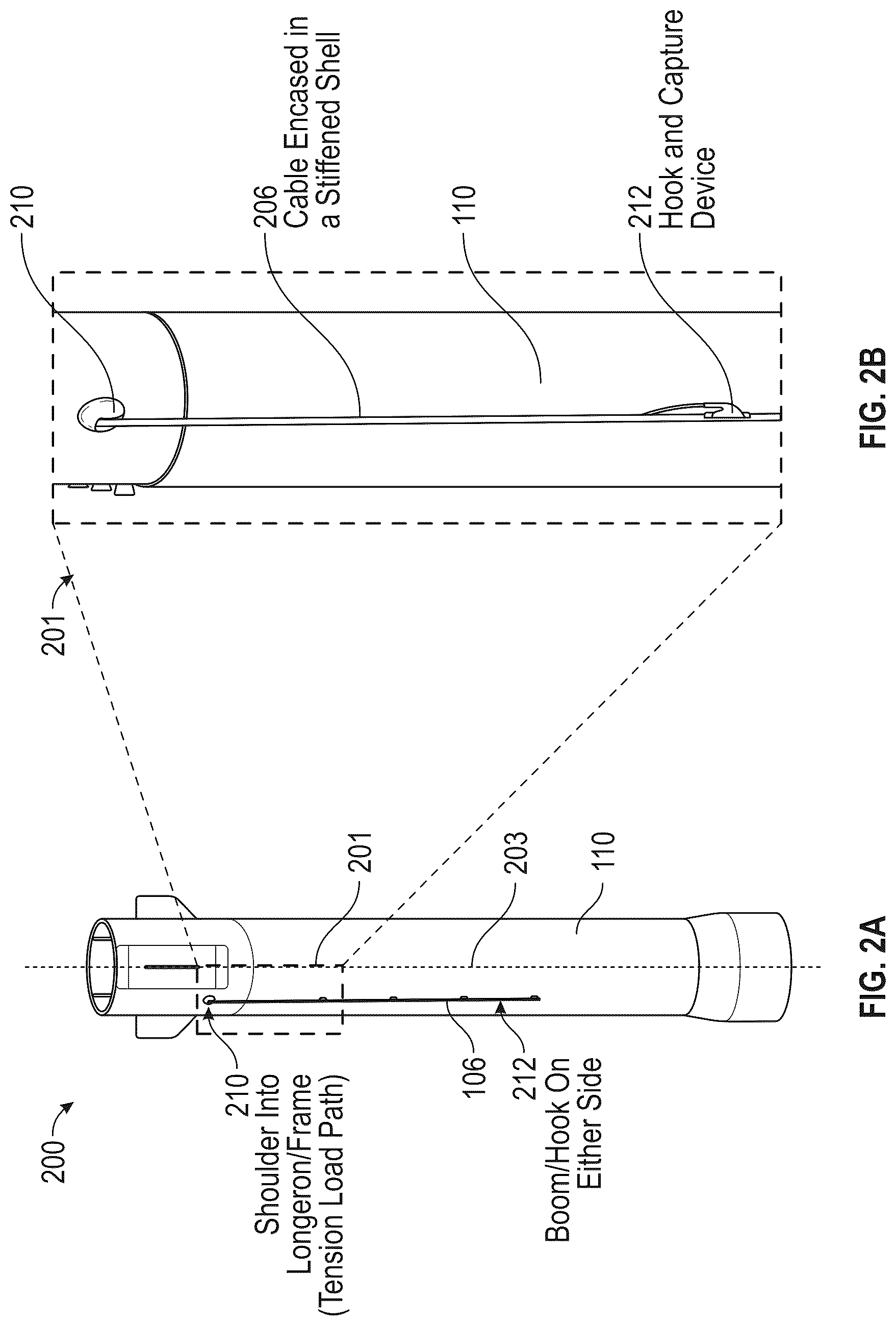 Patent US12139278 Figure 4 – System for receiving a descending rocket on a semisubmersible vessel using a suspended cable