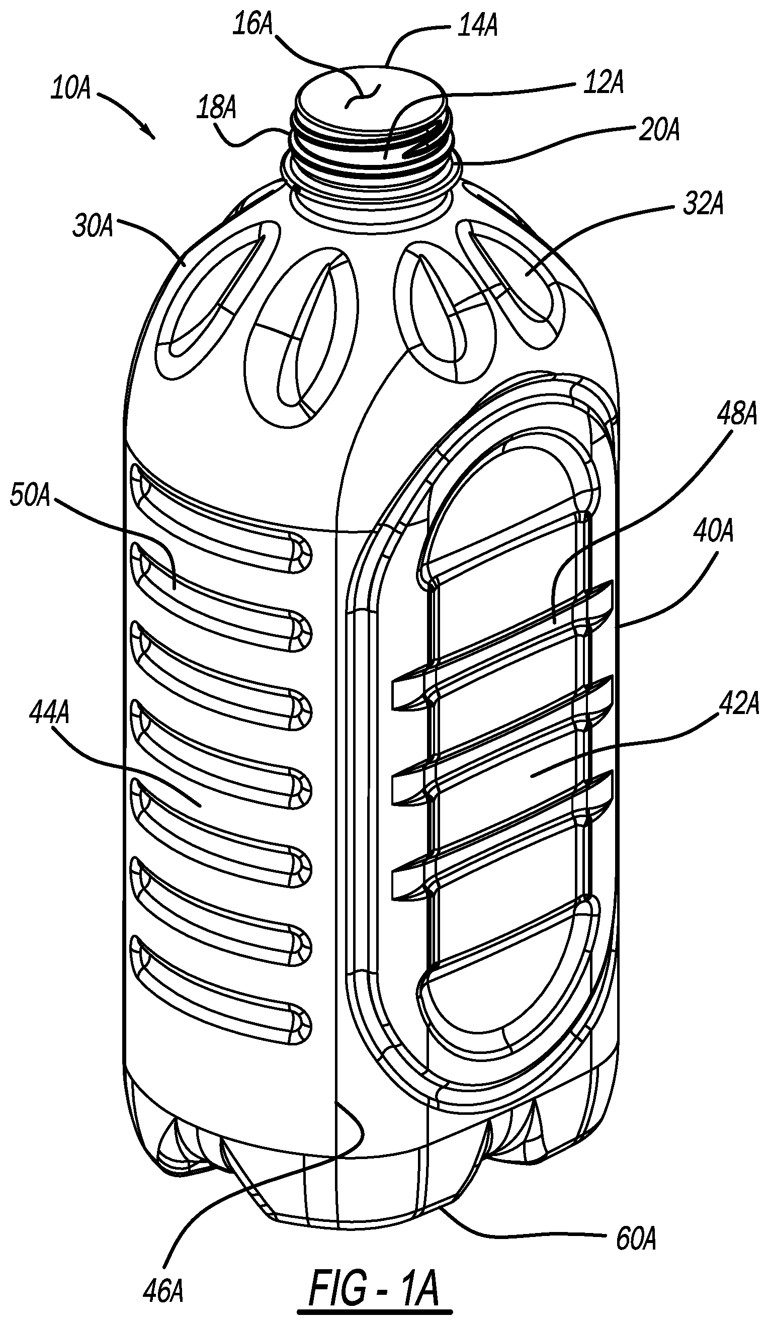 Patent US12139296 — Multi-serve container with oval cross-section — Figure 1