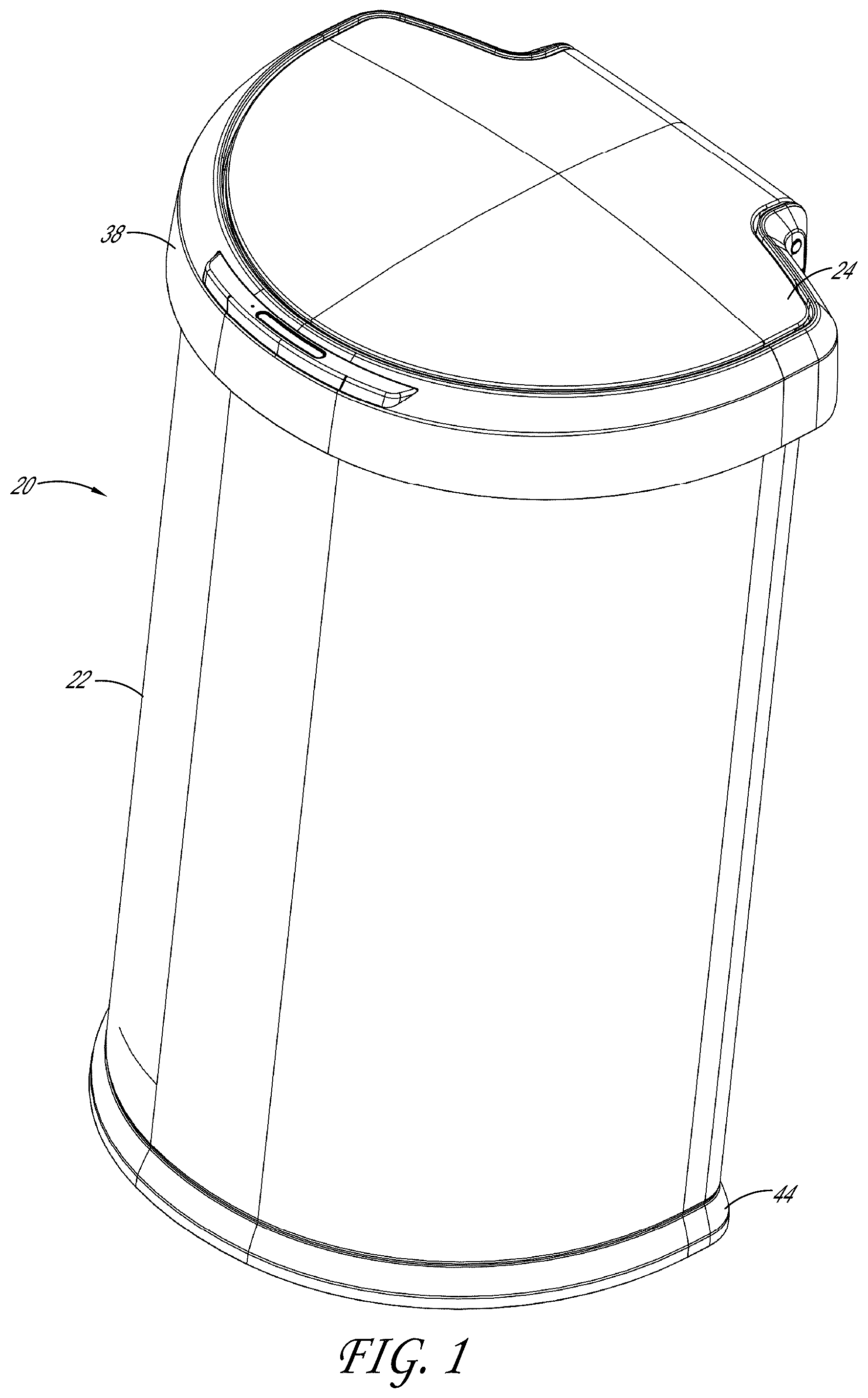 Patent US12139328 — Ultrasonic sensing trash can — Figure 1
